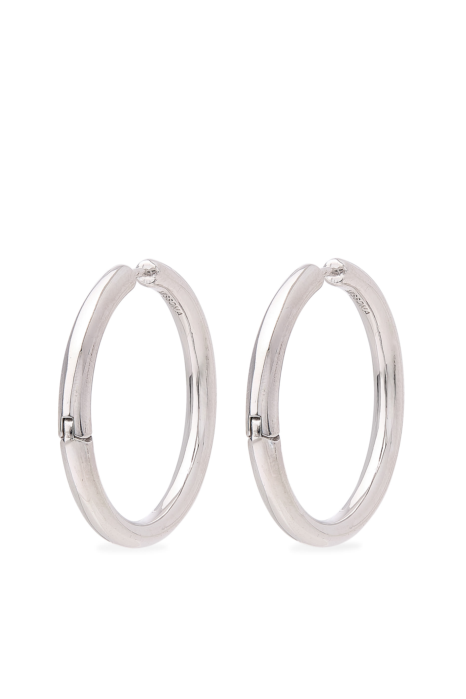 Classic Tunnel Medium Hoop Earrings, Rodium-Plated Brass