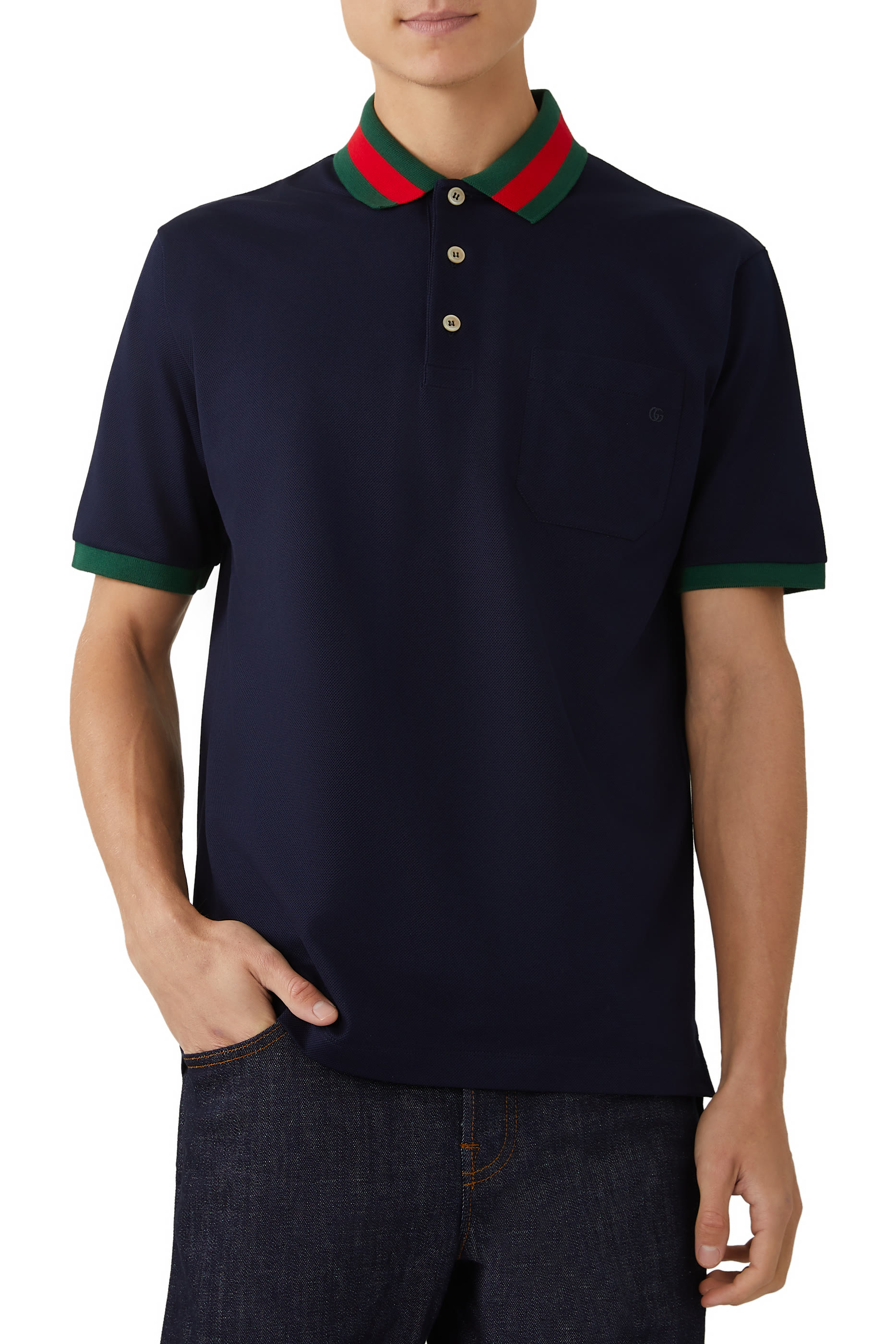 Webbed Collar Polo Shirt