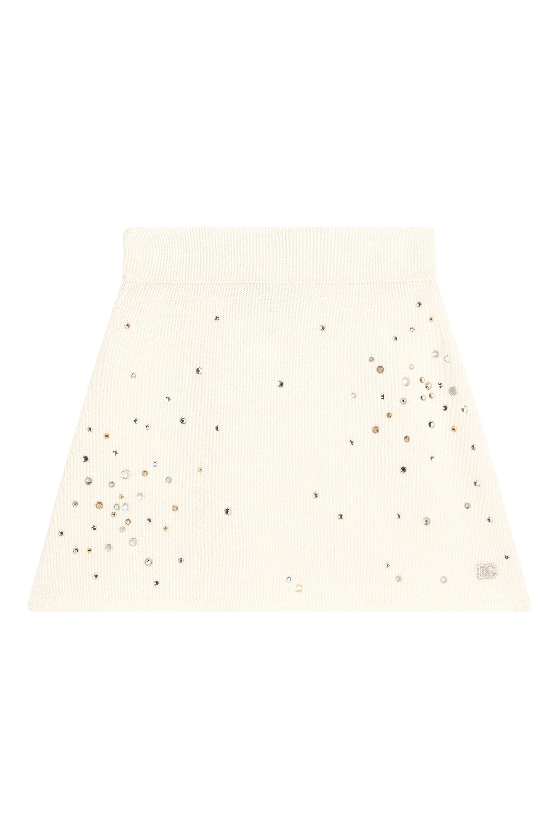 Kids Rhinestone Embellished Knit Skirt