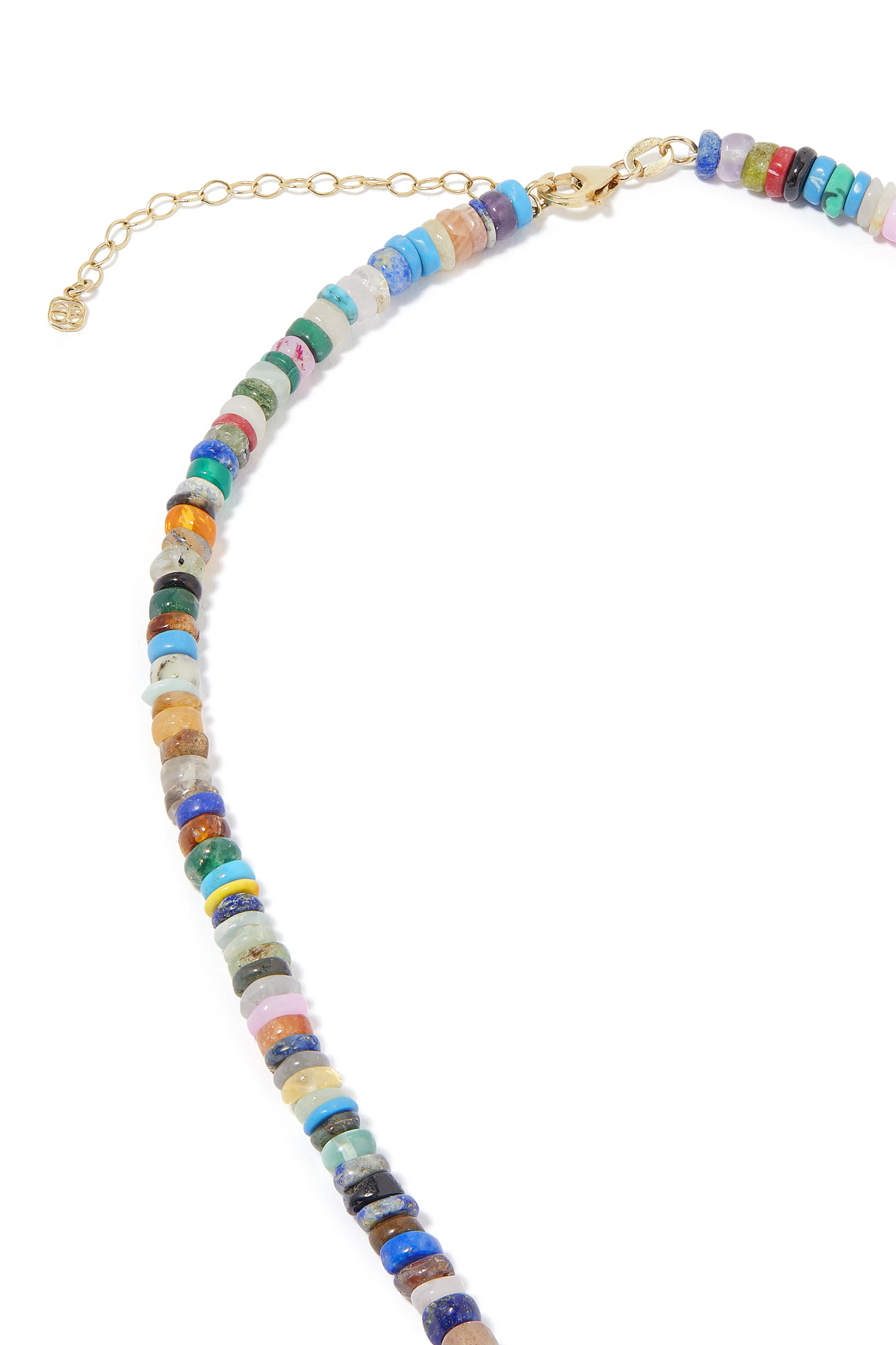 Evil Eye Pendant Heishi Beaded Necklace, 14k Yellow Gold & Heishi Beads