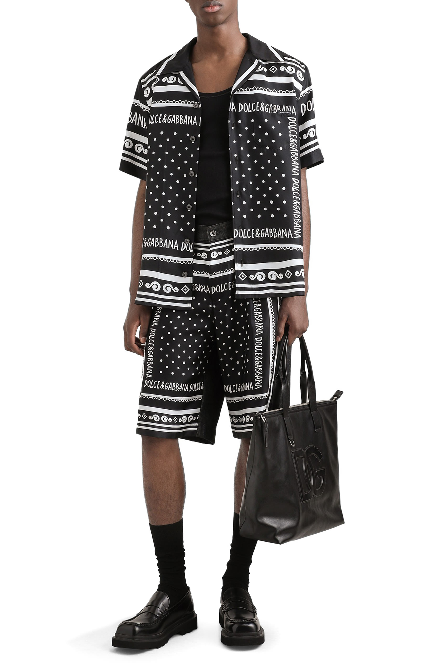 Printed Silk and Denim Shirt