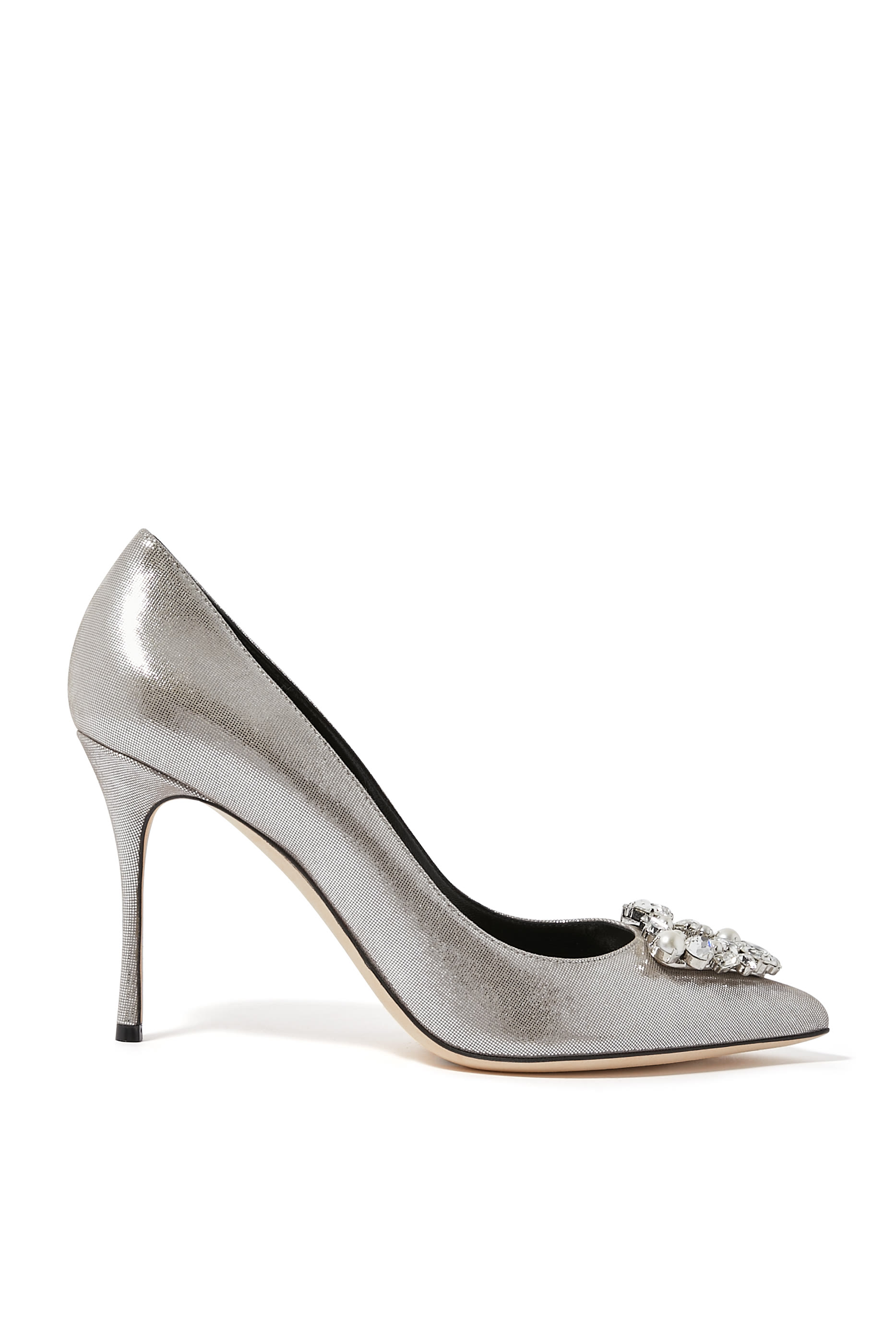 Metallic Heeled 95 Slingback Pump with Frontal Ornament