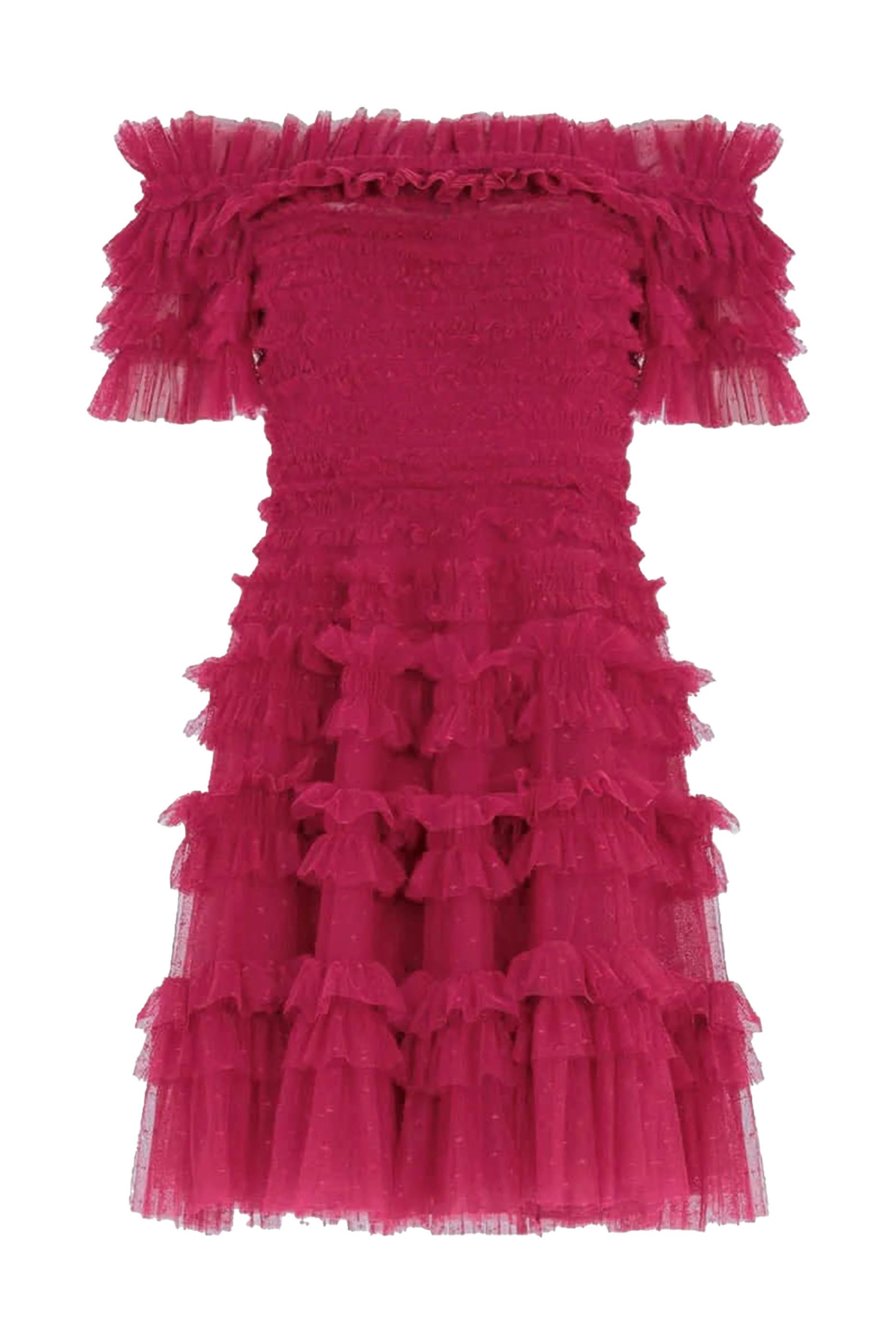 Lisette Ruffle Off-Shoulder Micro Mini Dress