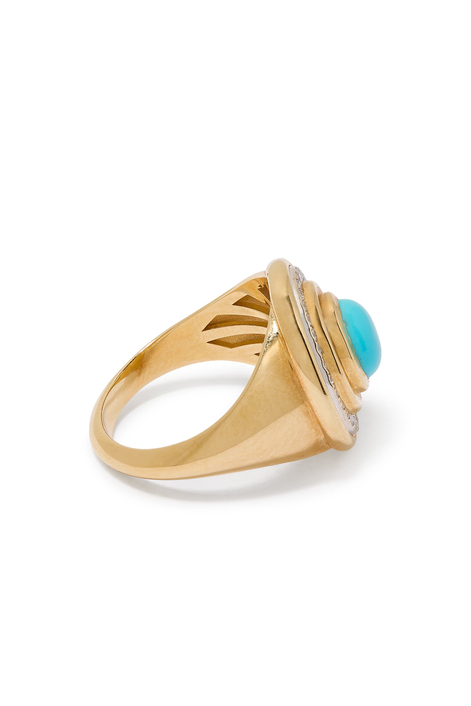 Mimette Pinky Ring, 18k Yellow Gold with Diamonds & Turquoise