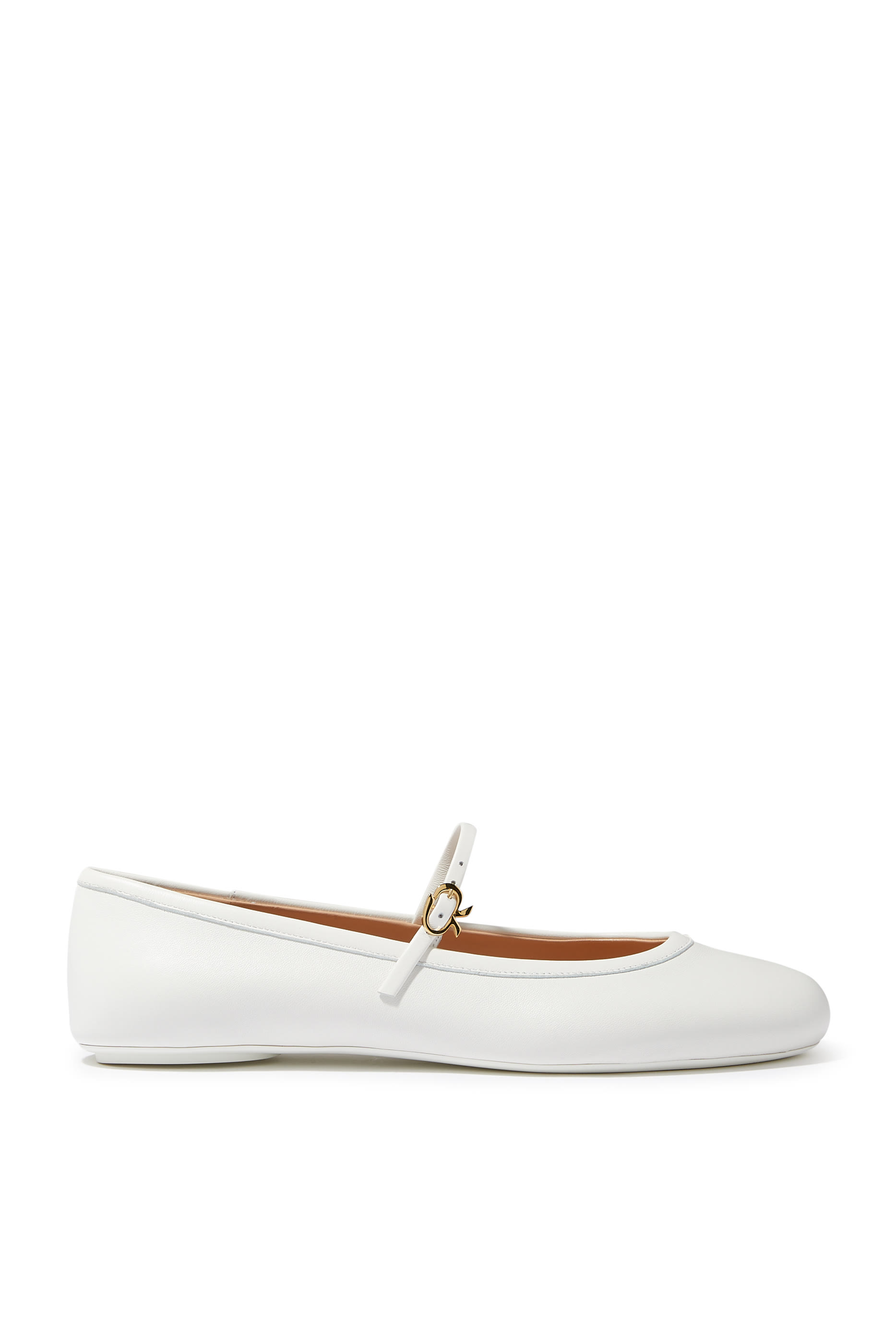 Carla Leather Ribbon Strap Ballerinas