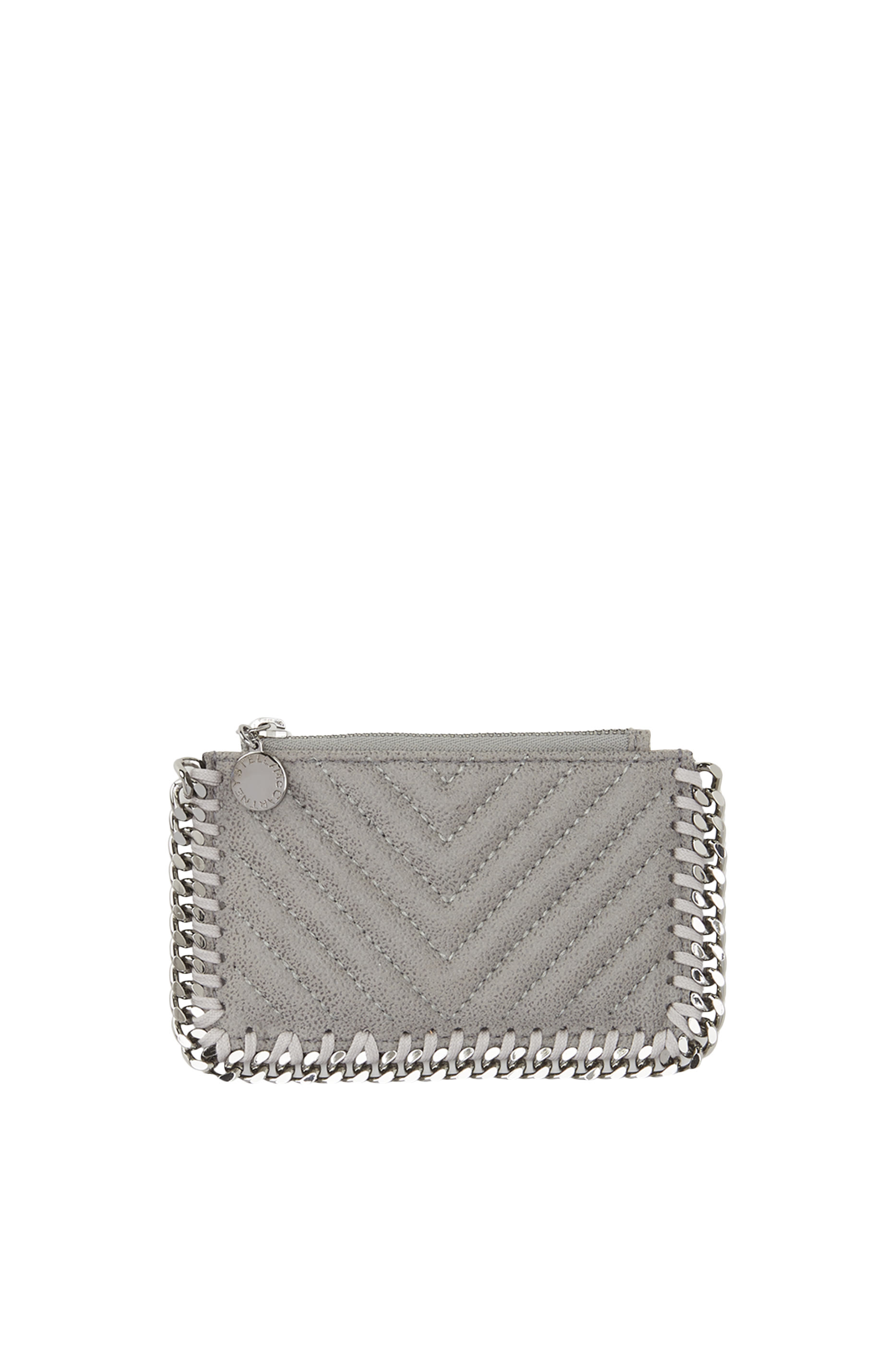 Quilted Falabella Top-Zip Cardholder