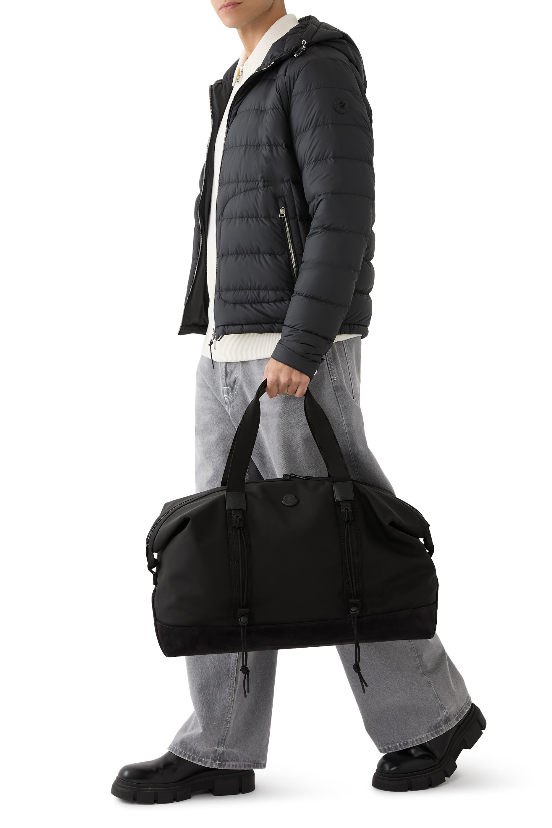 Tech Water-Repellent Leather-Trimmed Duffle Bag