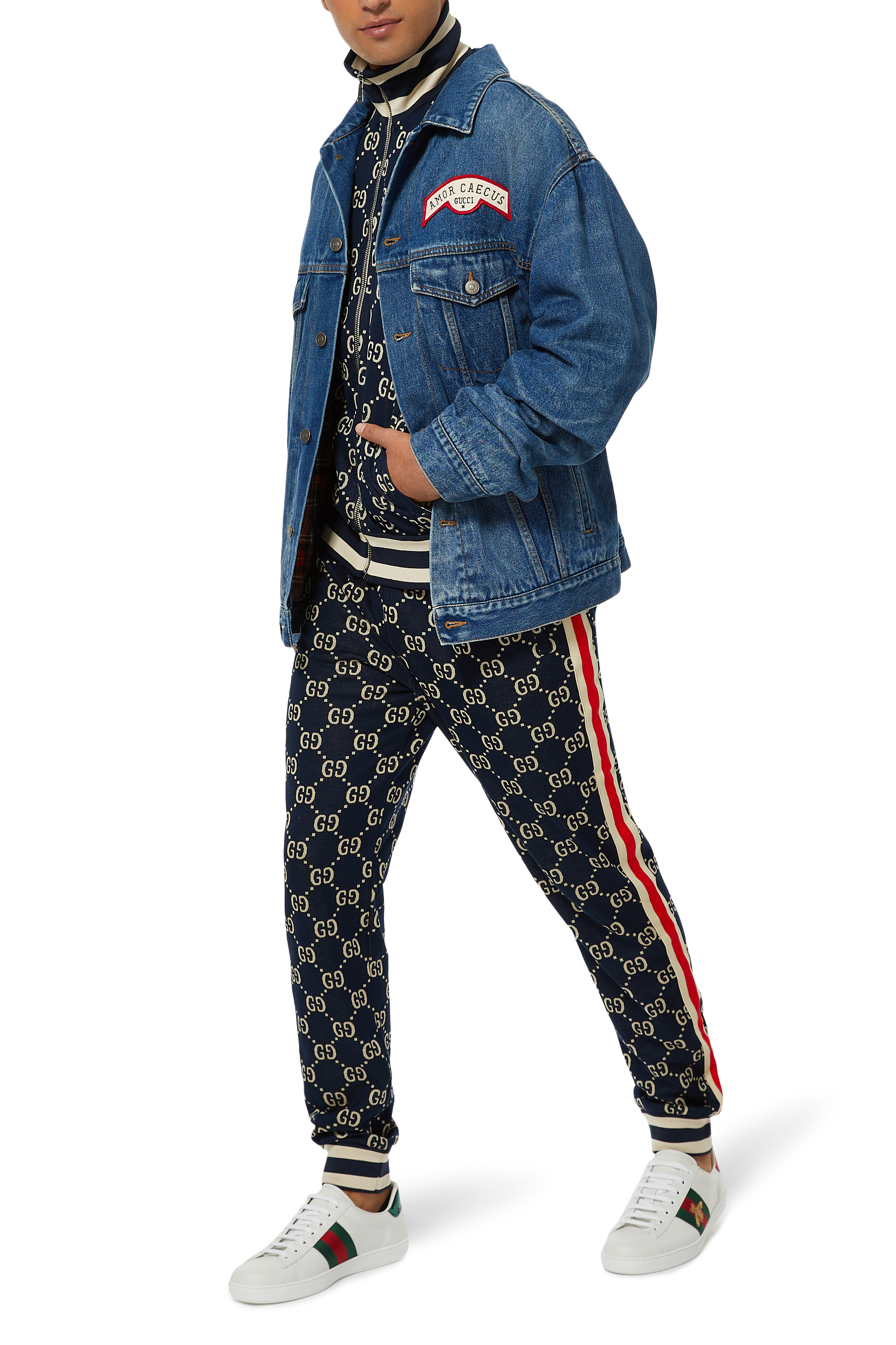 Oversized Embroidered Logo Denim Jacket