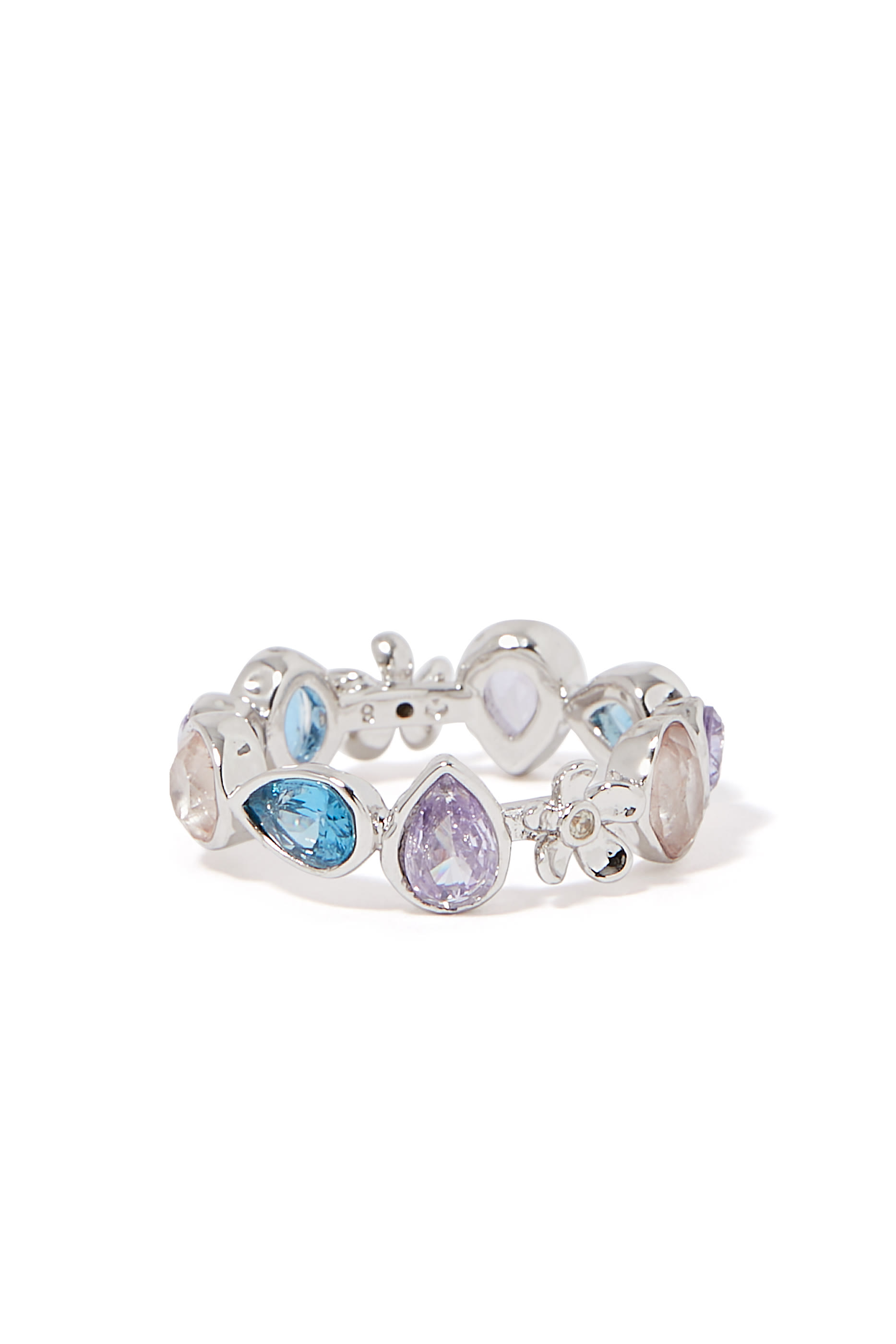 Haze Ring, Plated Metal & Cubic Zirconia, Semi-precious Dyed Quartz