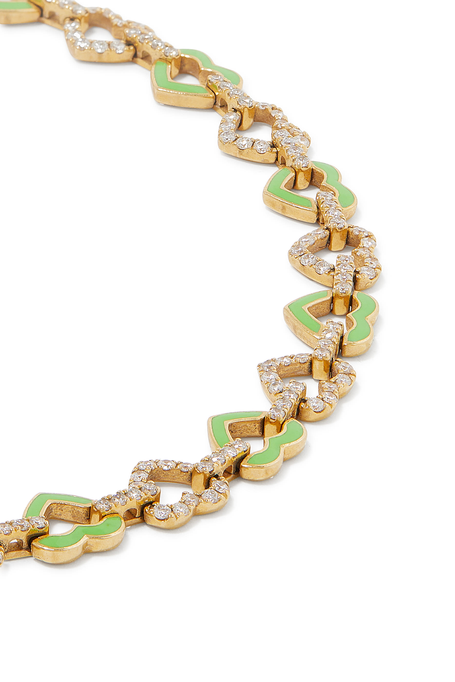 Heart Anklet, 18k Yellow Gold & Enamel