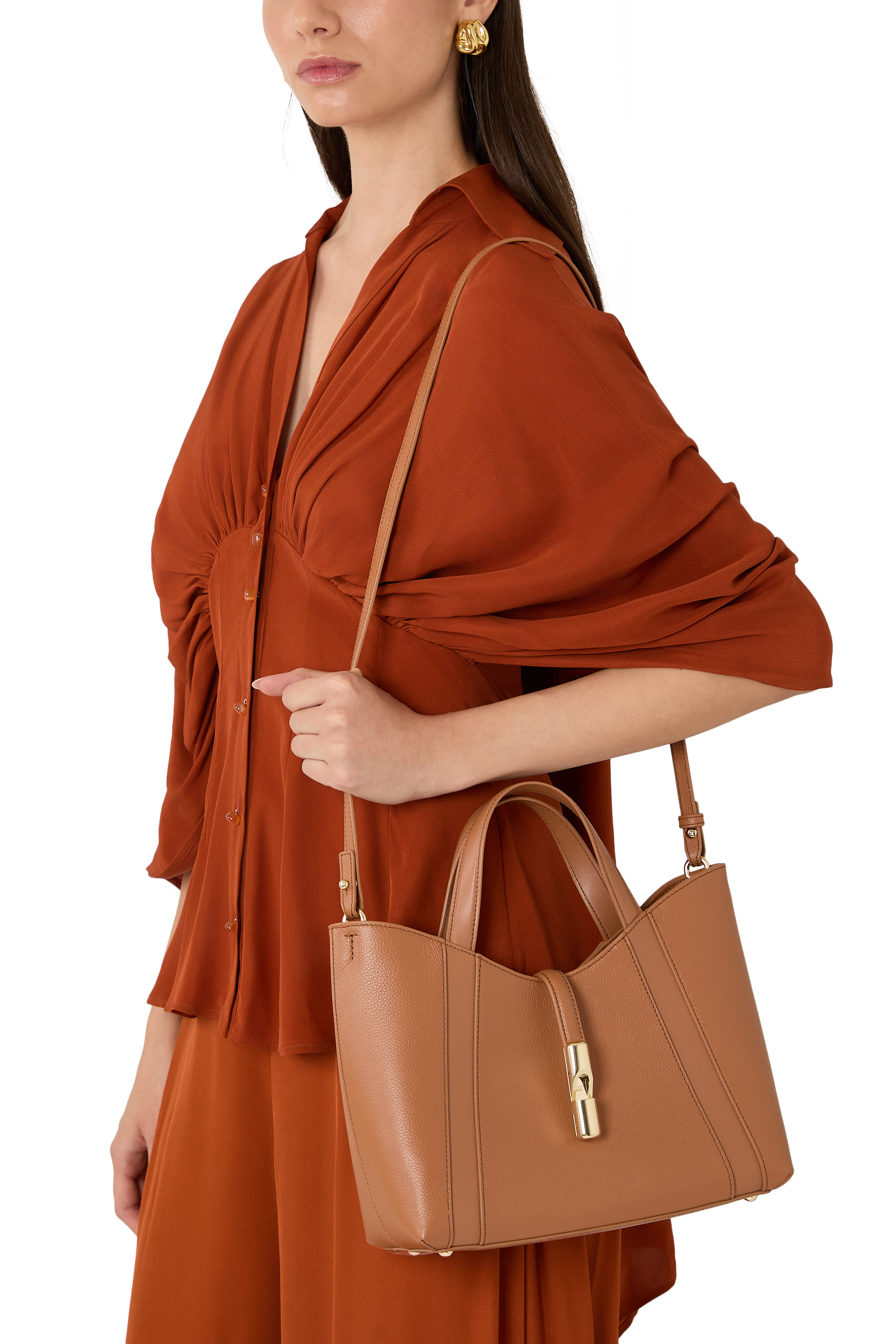 Goccia S Grained Leather Handbag