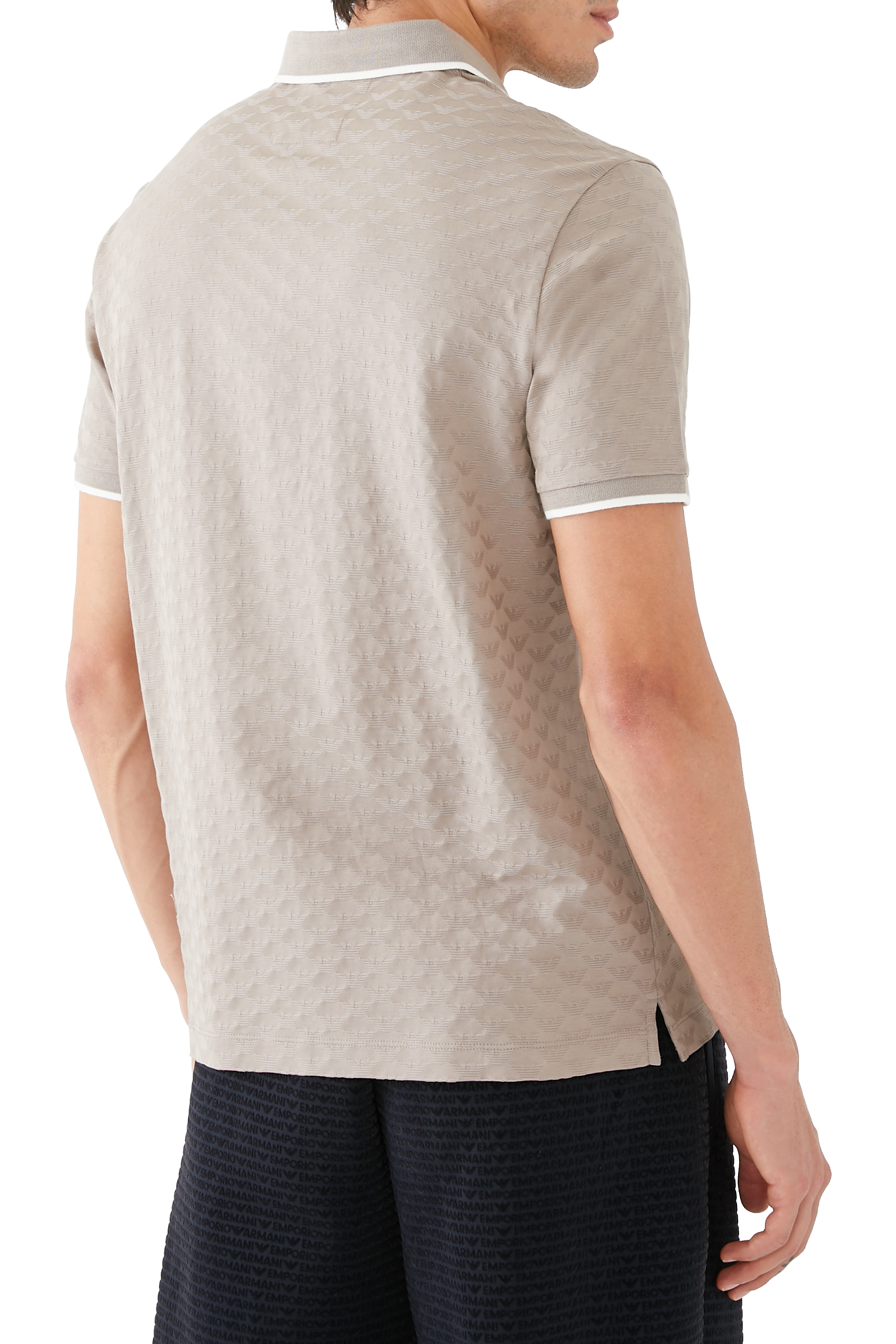 All-Over Jacquard Eagle Mercerised Jersey Polo Shirt