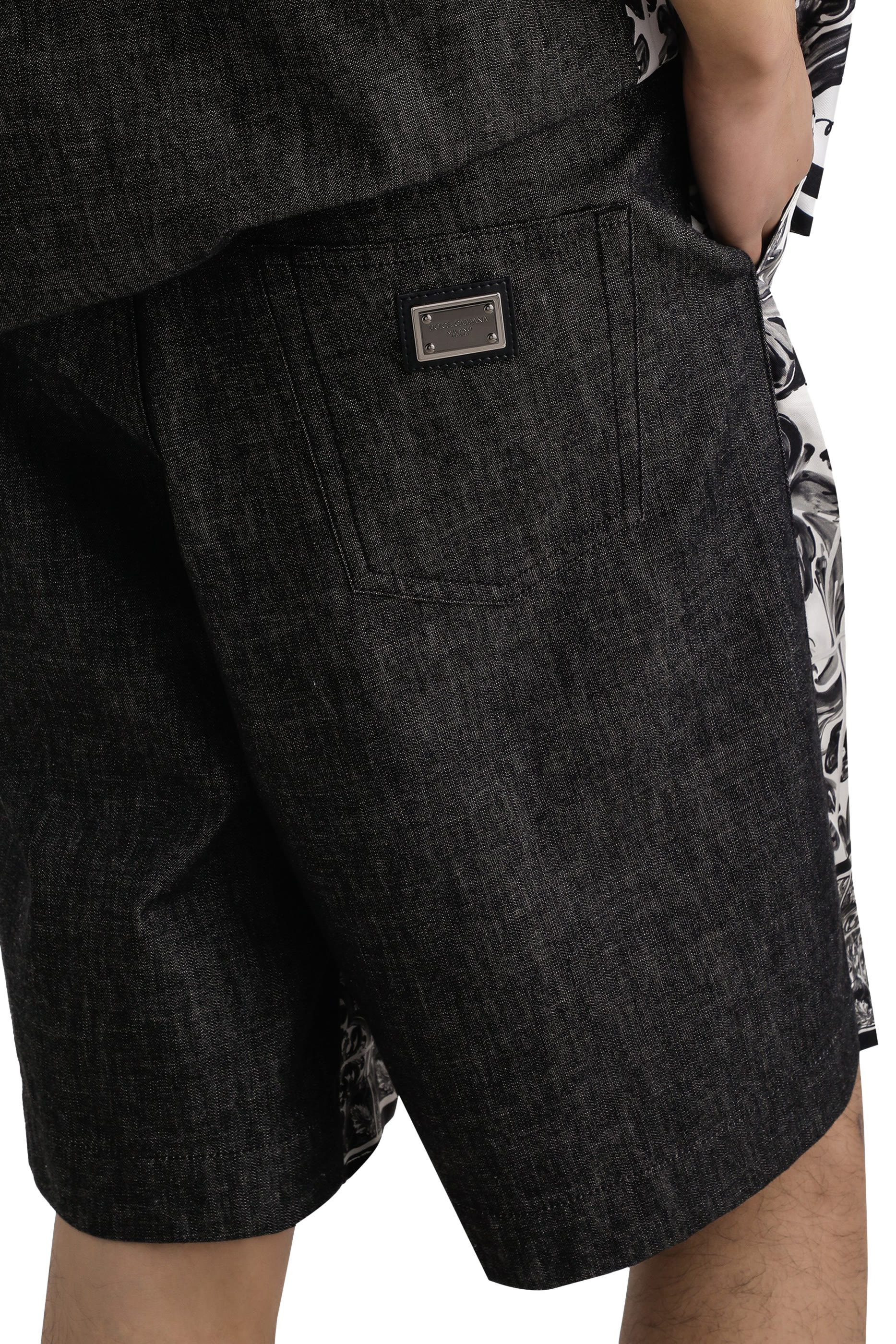 Majolica-Printed Denim Bermuda Shorts