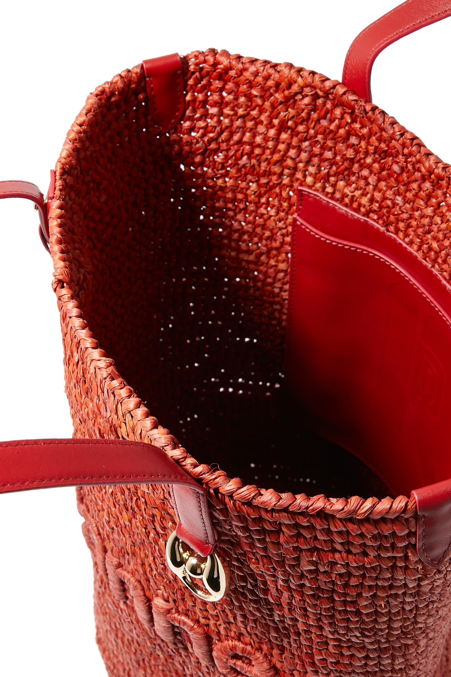 Logo-Embroidered Raffia Tote Bag