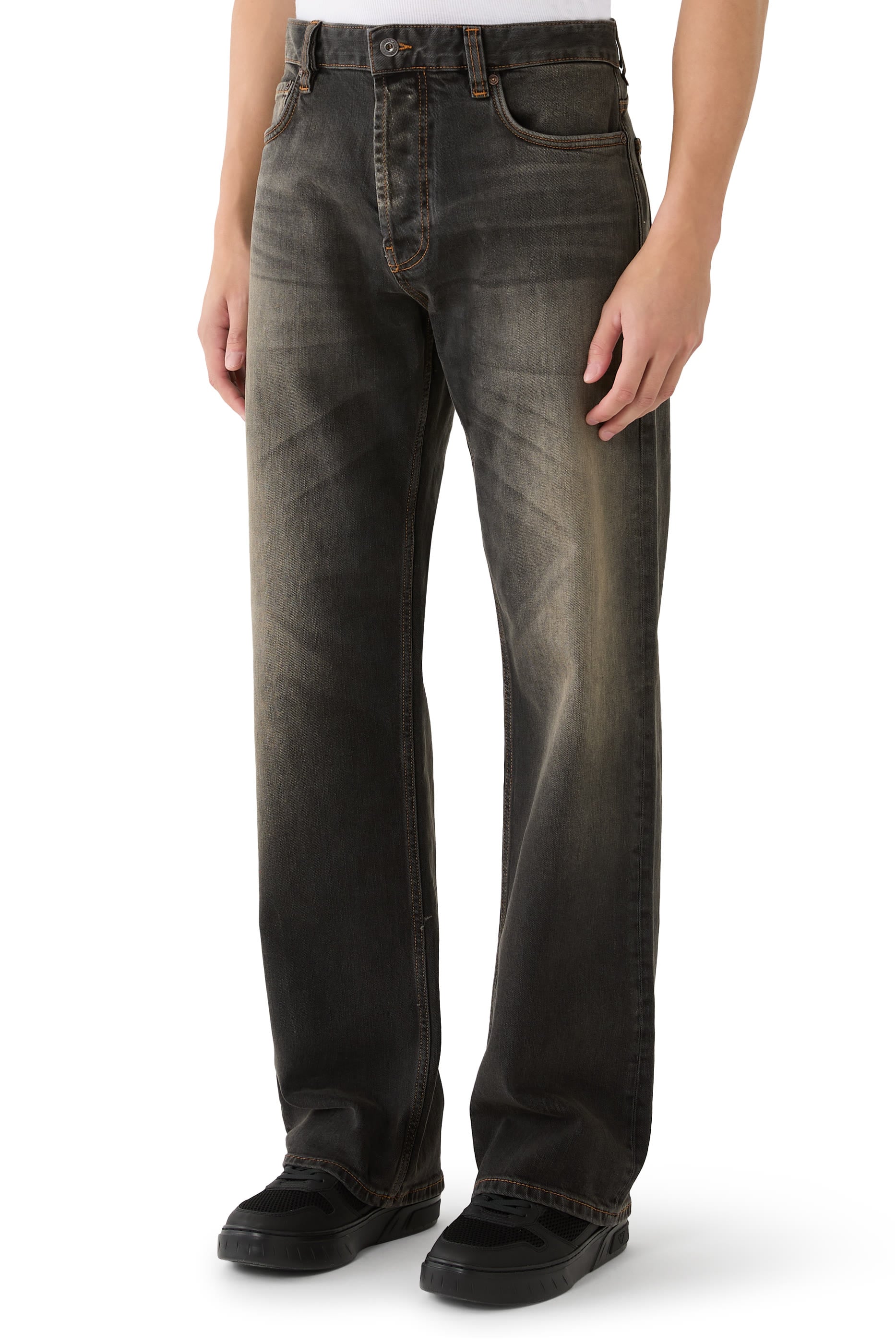 Faded Effect 5-Pocket Jeans
