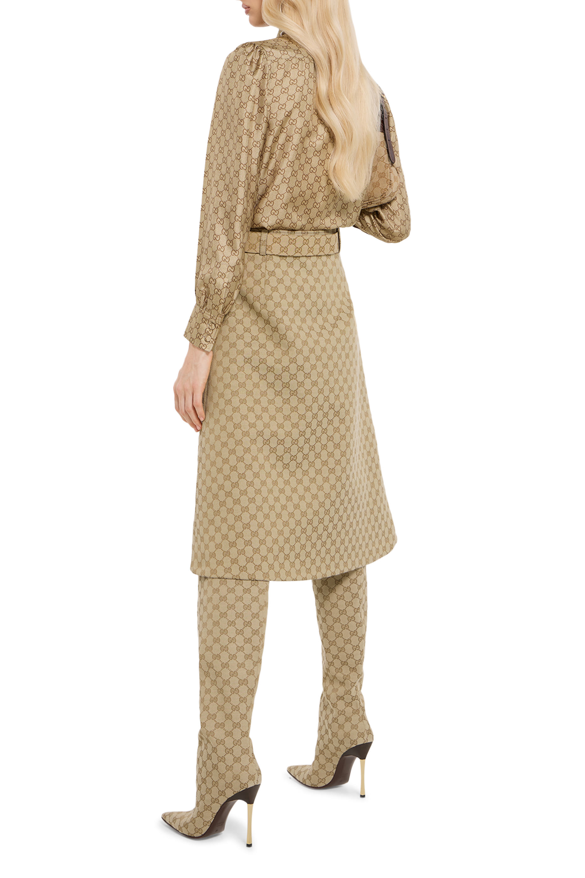 All-Over GG Print Silk Twill Shirt