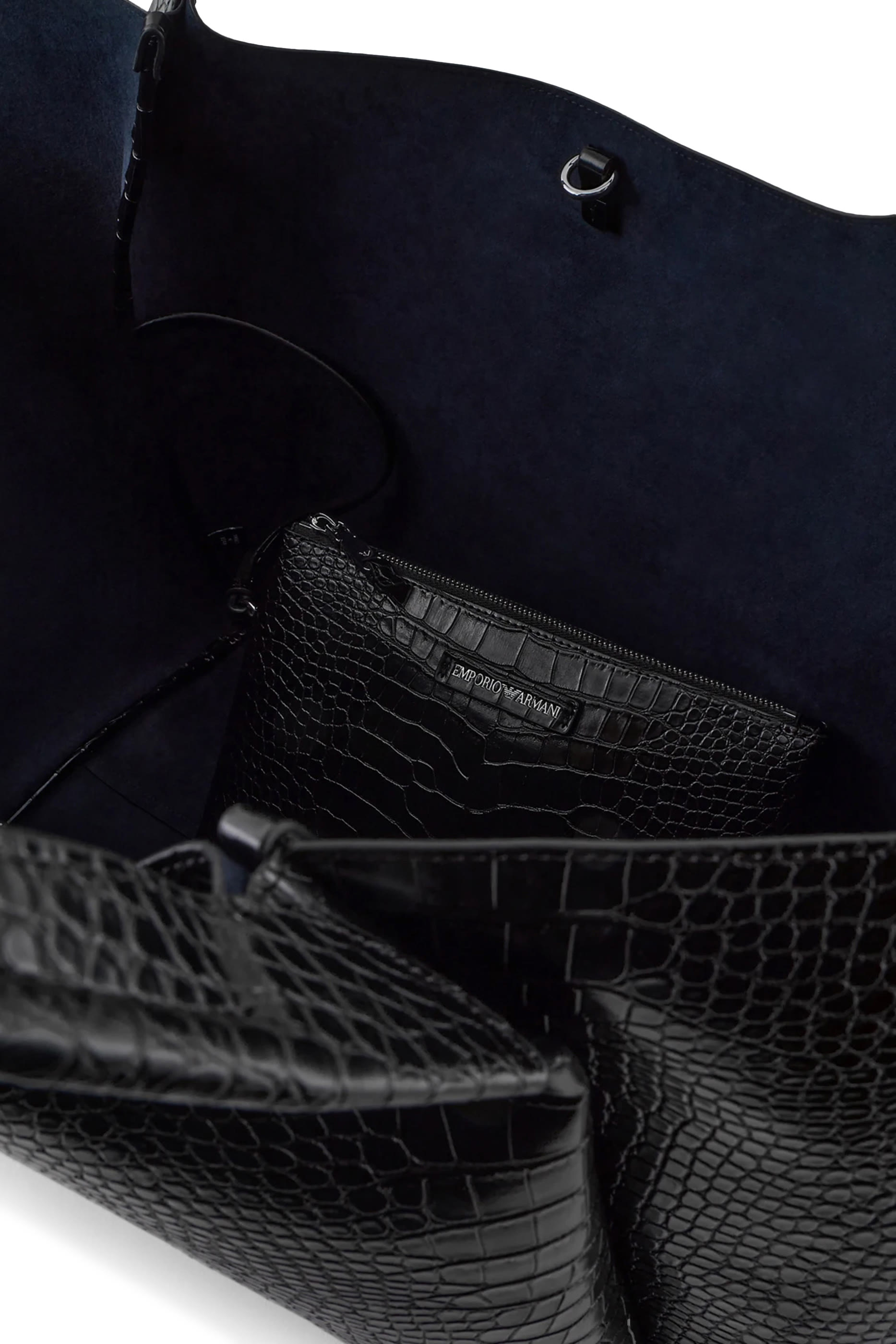 Croc-Embossed Faux Leather Shopping Tote Bag