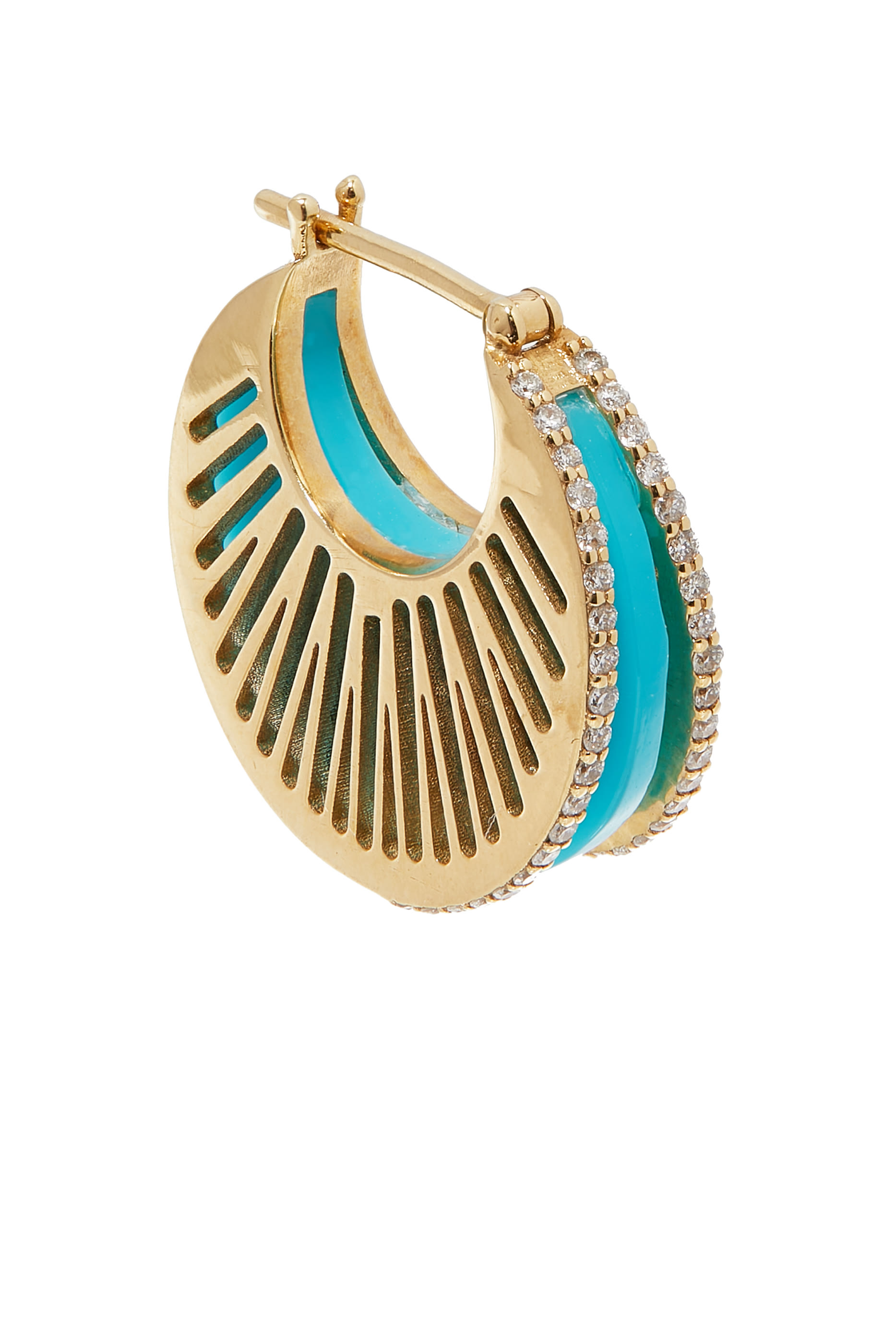 Rays Hoop Earrings, 18k Yellow Gold & Diamonds