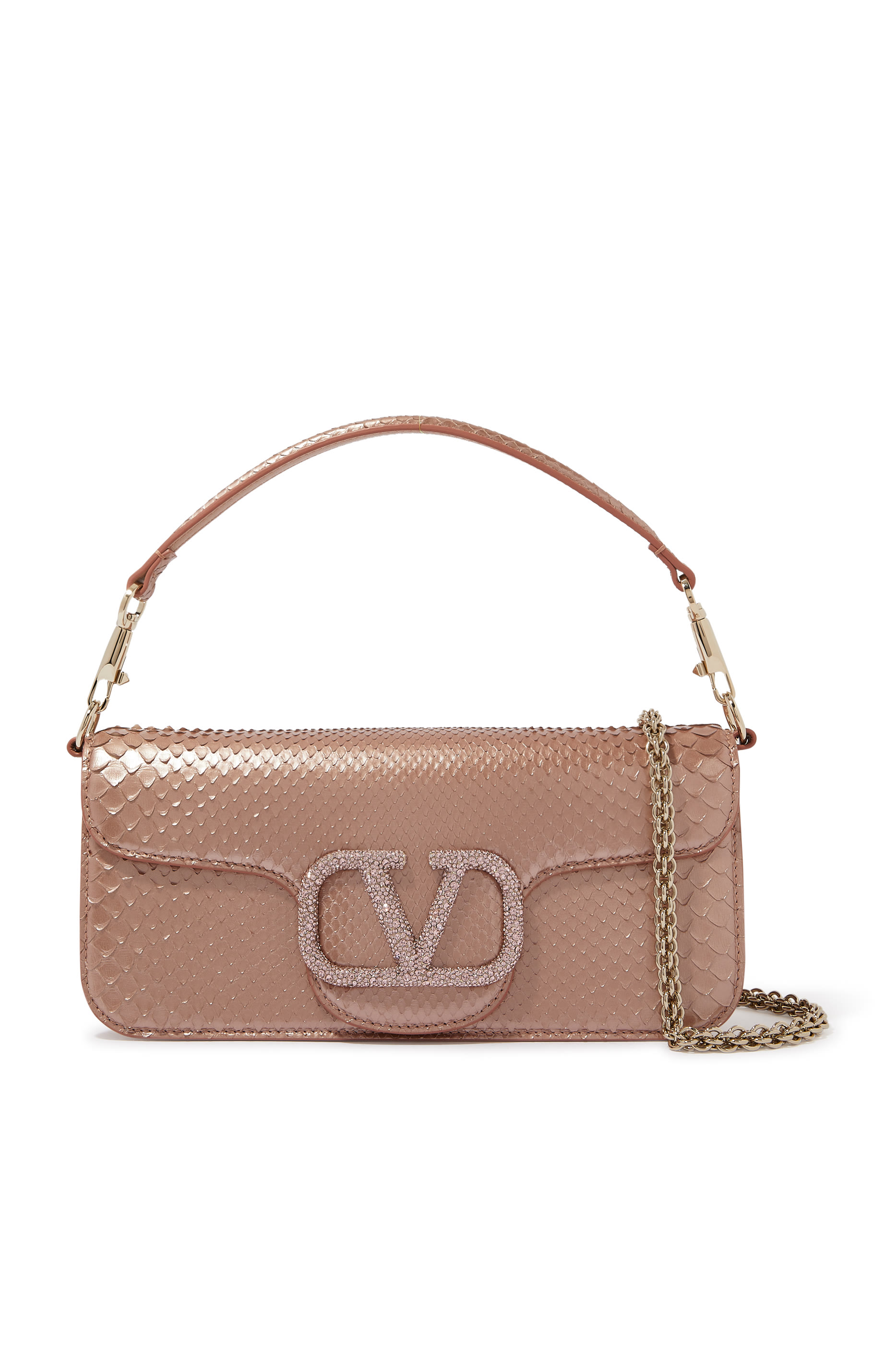 Valentino Garavani V Logo Middle East Exclusive Plaque Chain Linked Clutch Bag