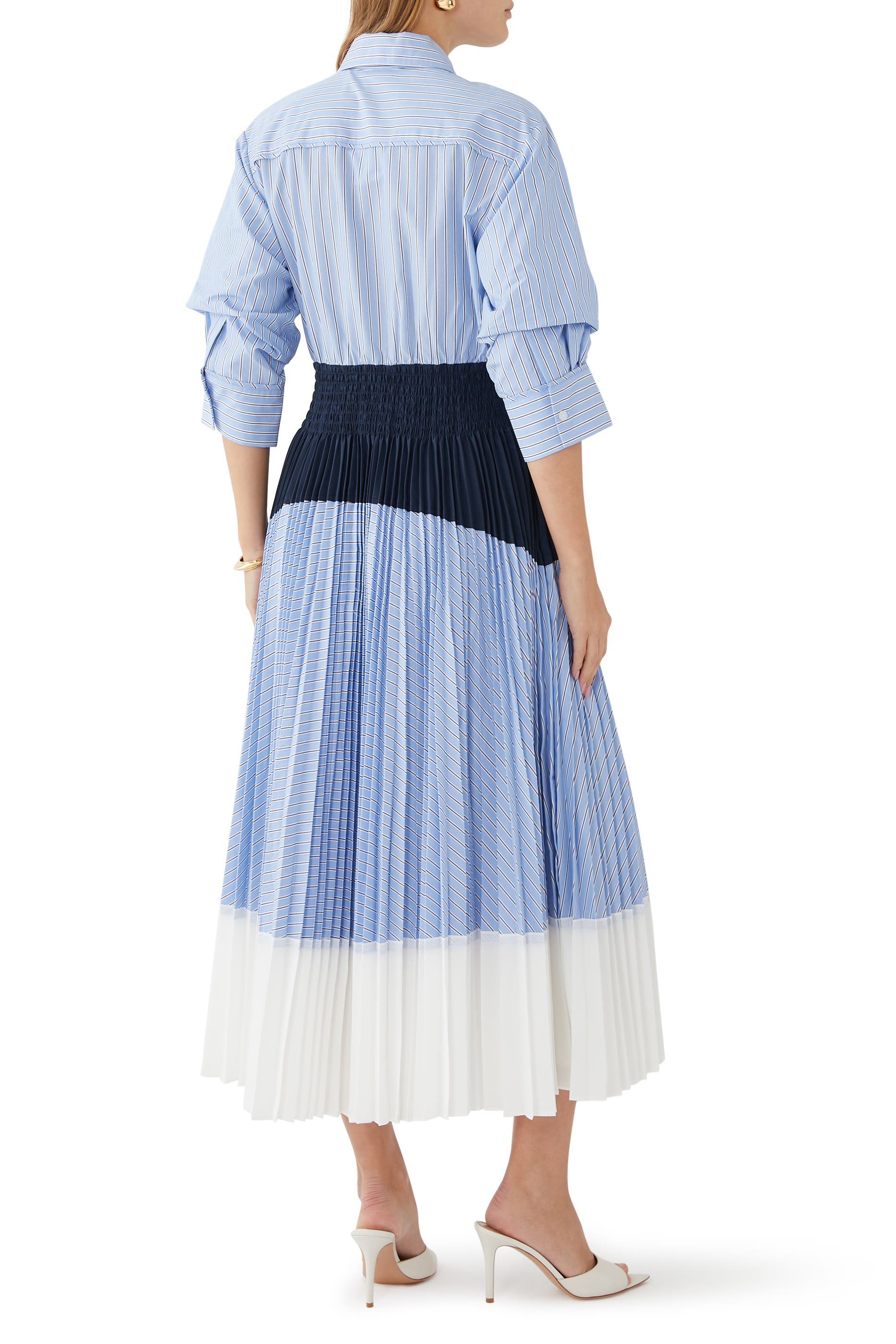 Jenella Pleated Combo Midi Dress