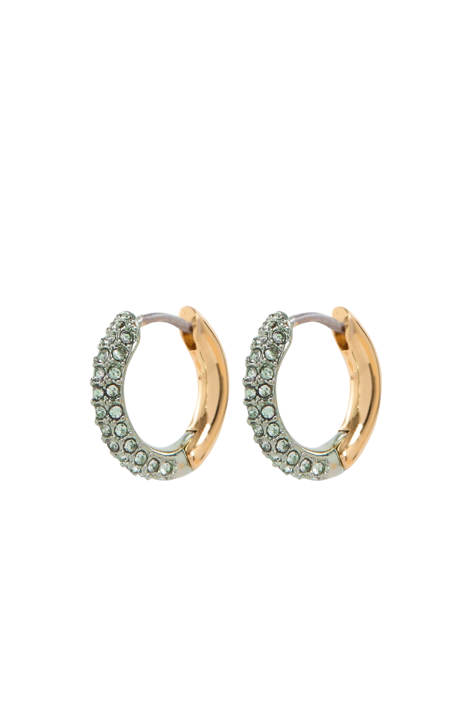 Pave Huggies Earrings, Brass