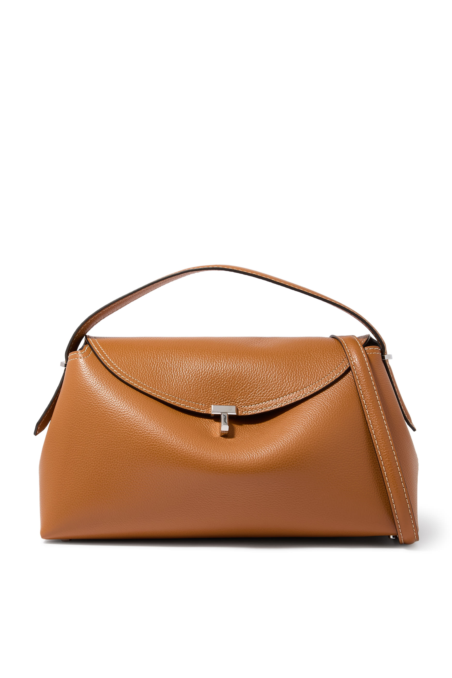  T-Lock Grained-Leather Top Handle Bag