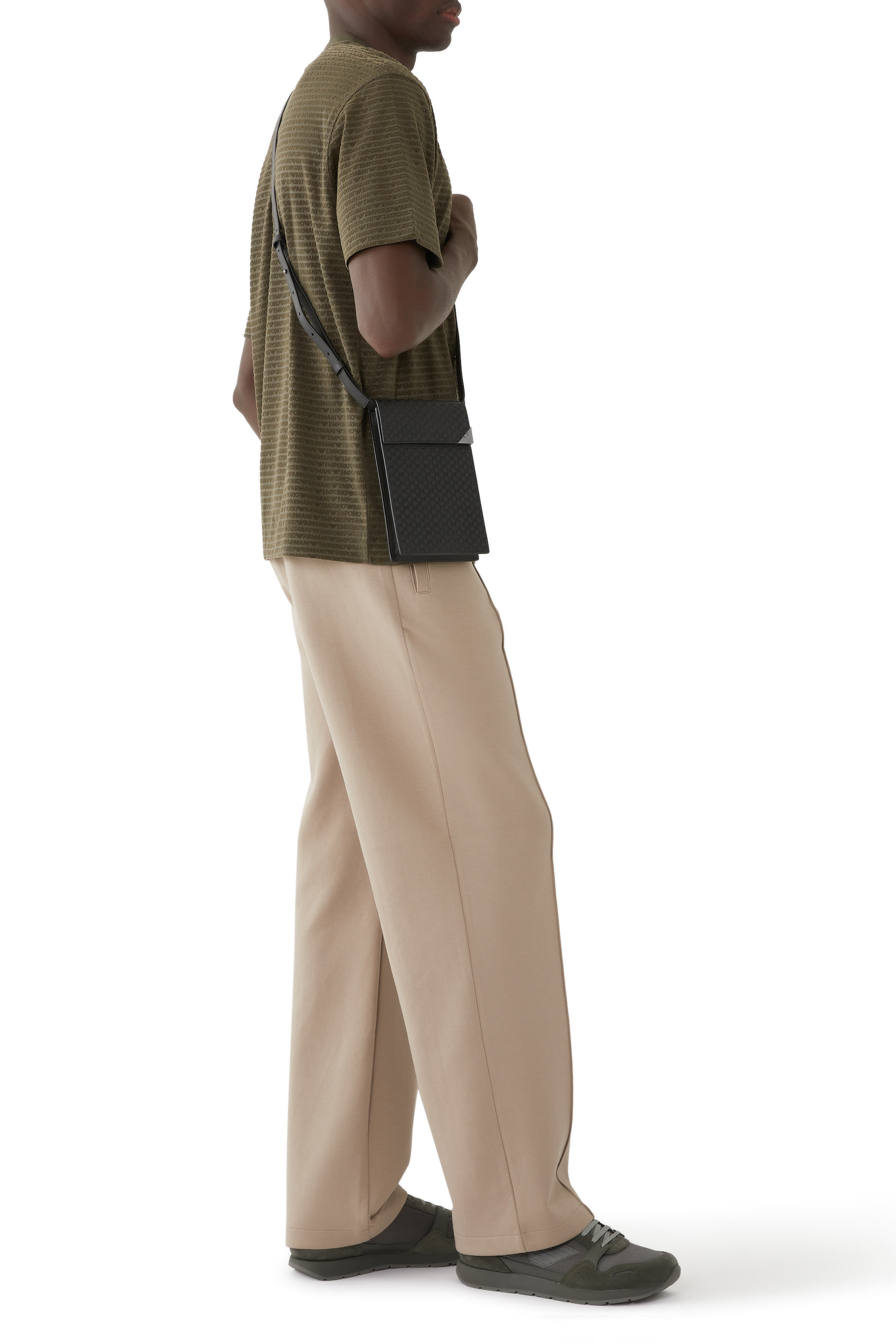 Logo Embossed Leather Shoulder Bag