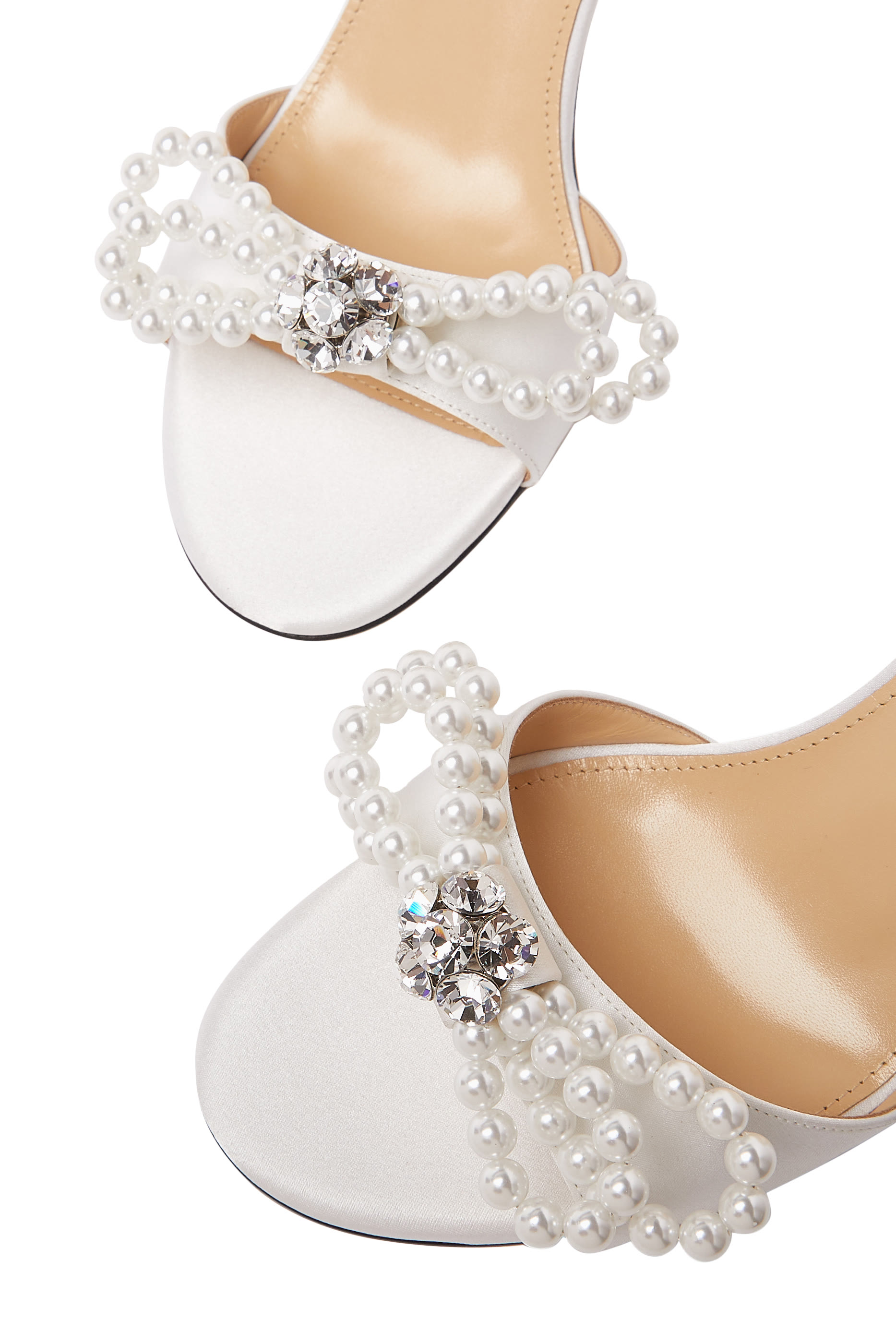 Embellished Double Bow Satin 85 Mules