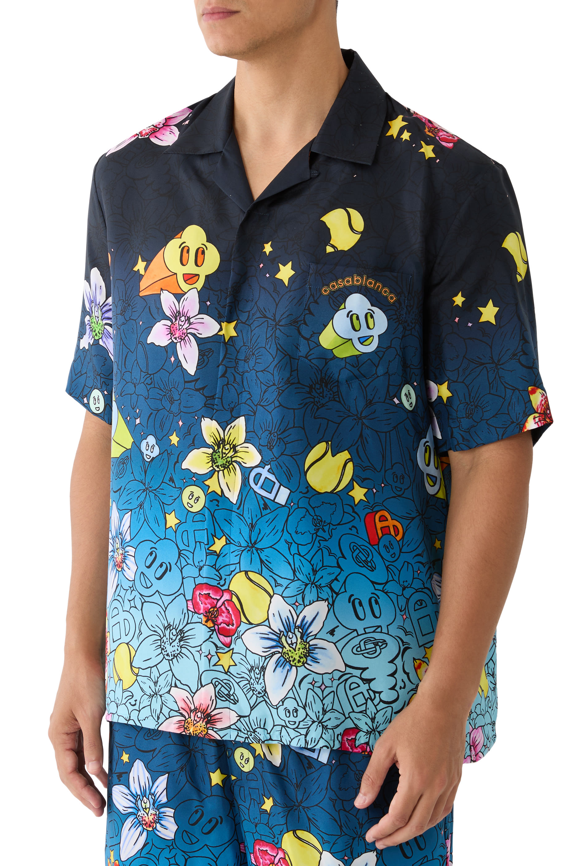 Collage D&rsquo;Icones Graphiques Short Sleeve Silk Shirt 