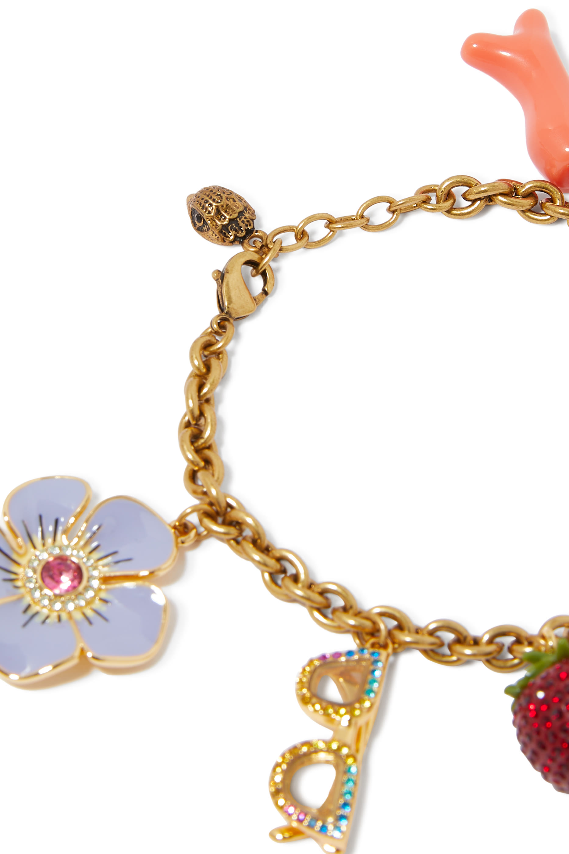 Multi Charms Bracelet, Brass, Cubic Zirconia & Enamel