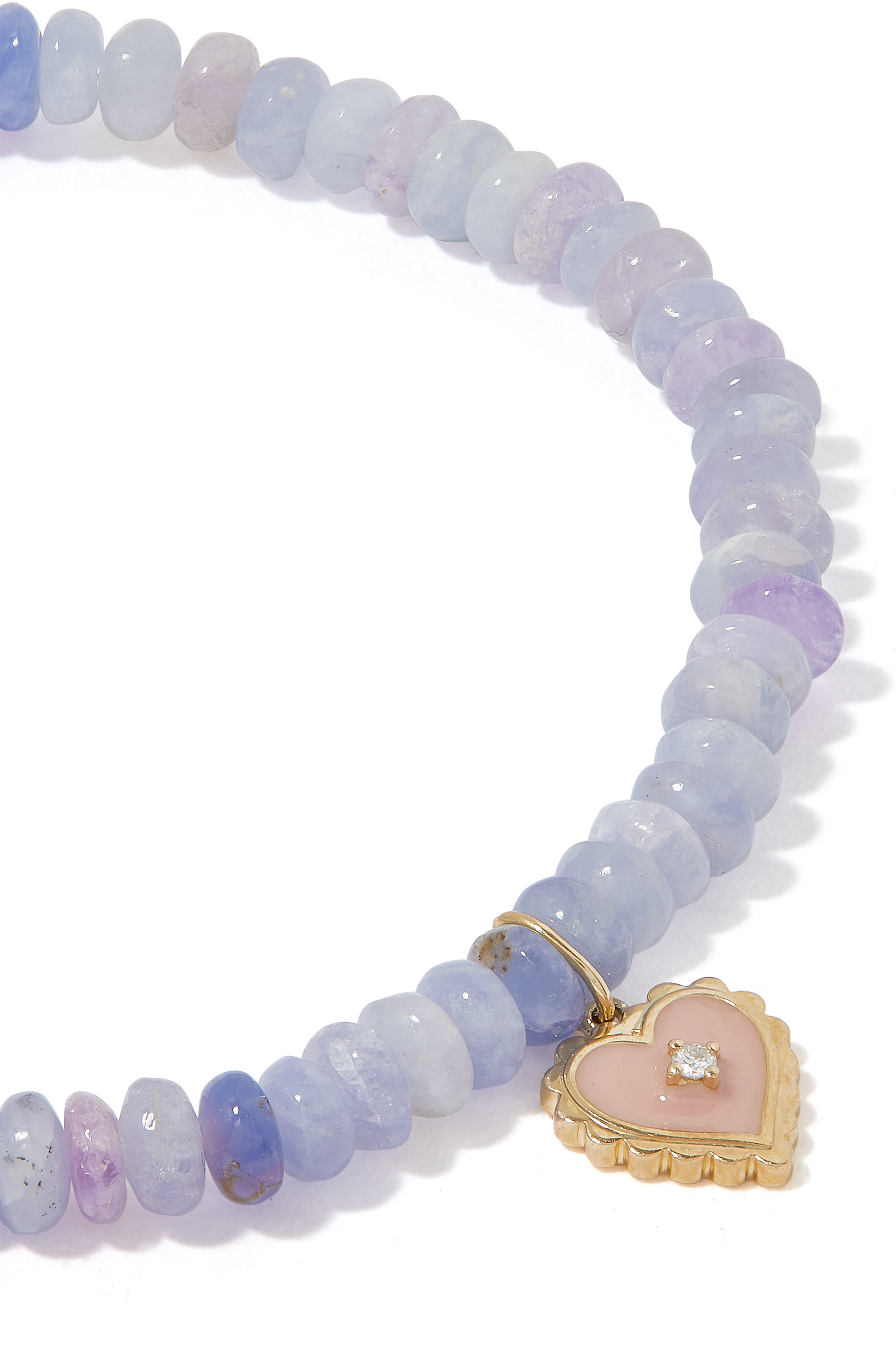 Heart Charm Bracelet, 14k Yellow Gold with Heckmenite & Diamond