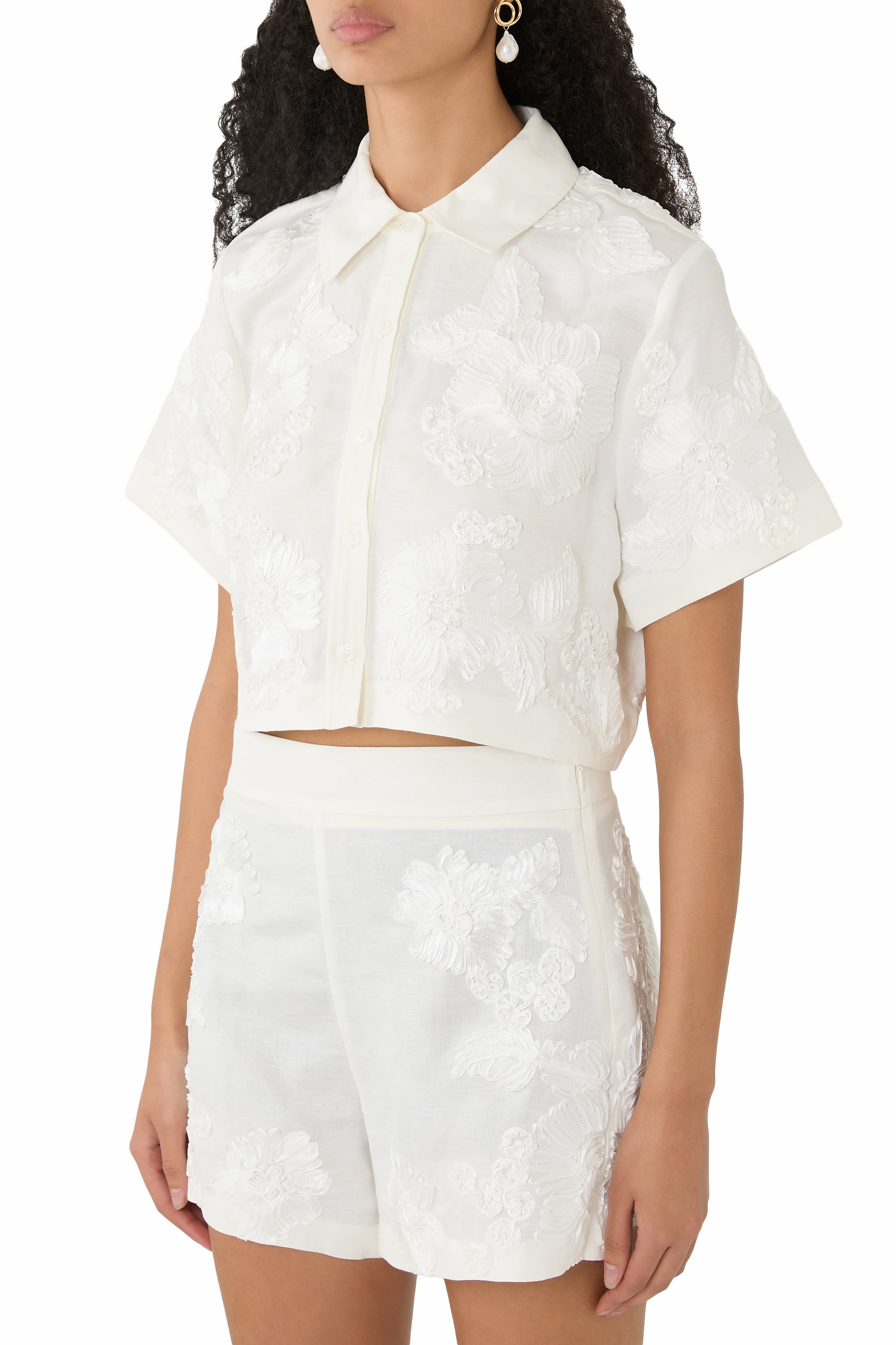 Callie Soutache Linen Camp Shirt