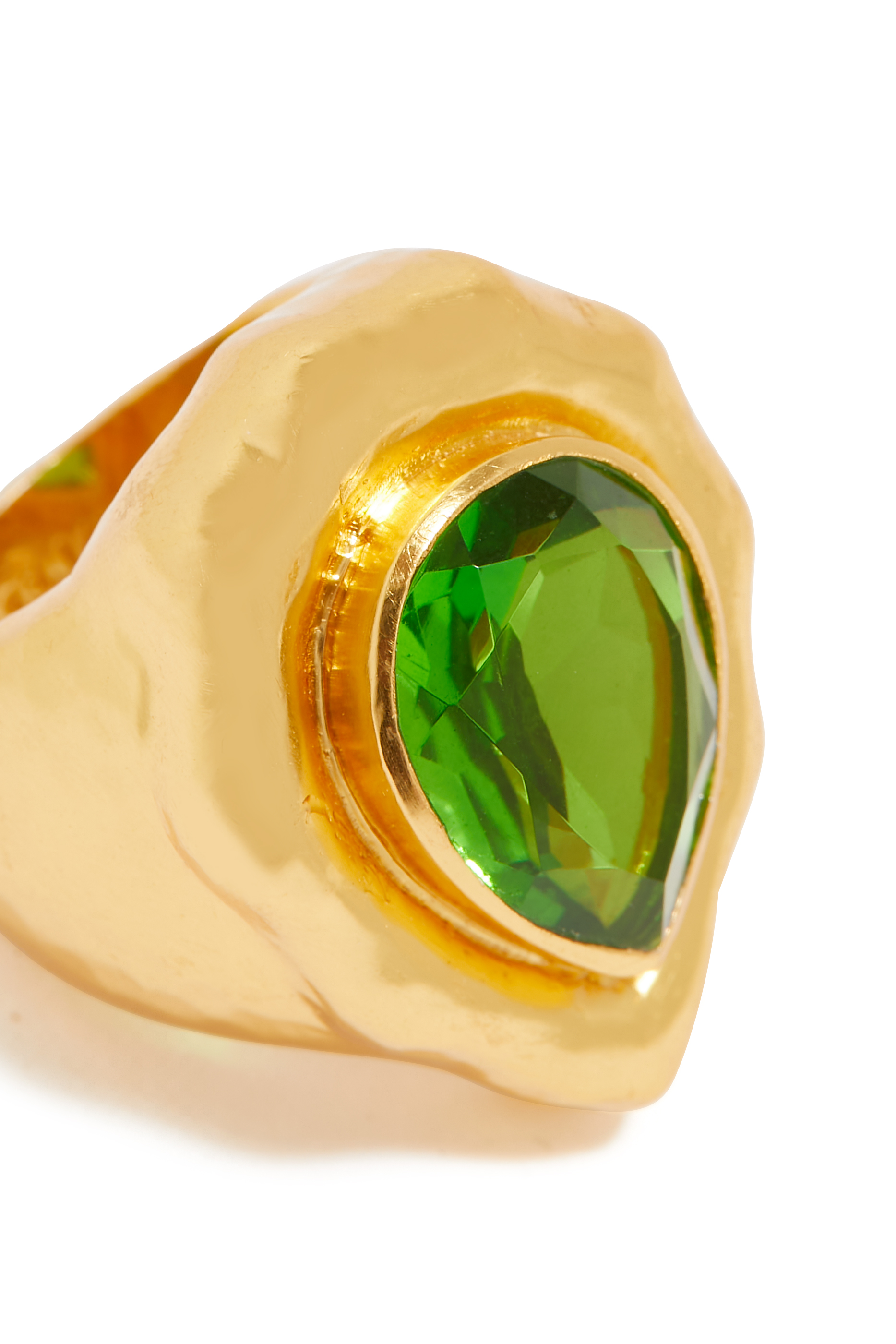 Paulina Ring, 24k Gold-Plated Brass & Green Peridot Quartz