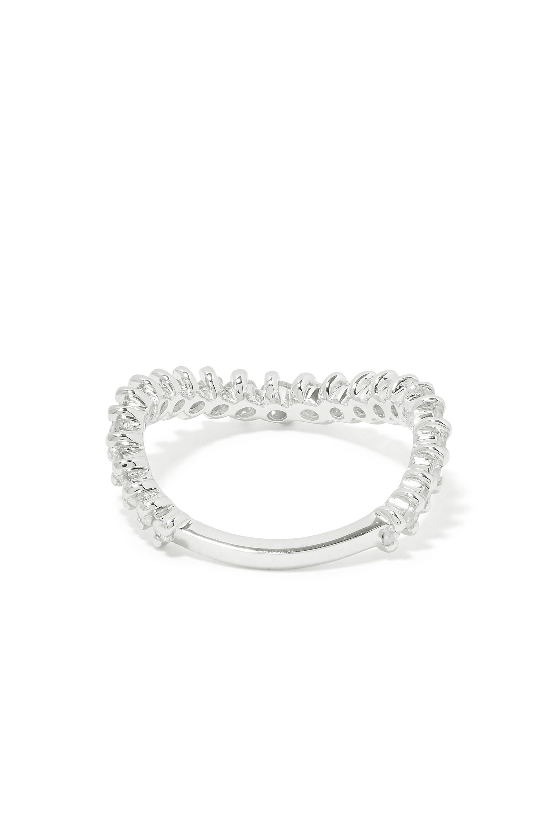 Wave Ring, 18k White Gold & Diamond