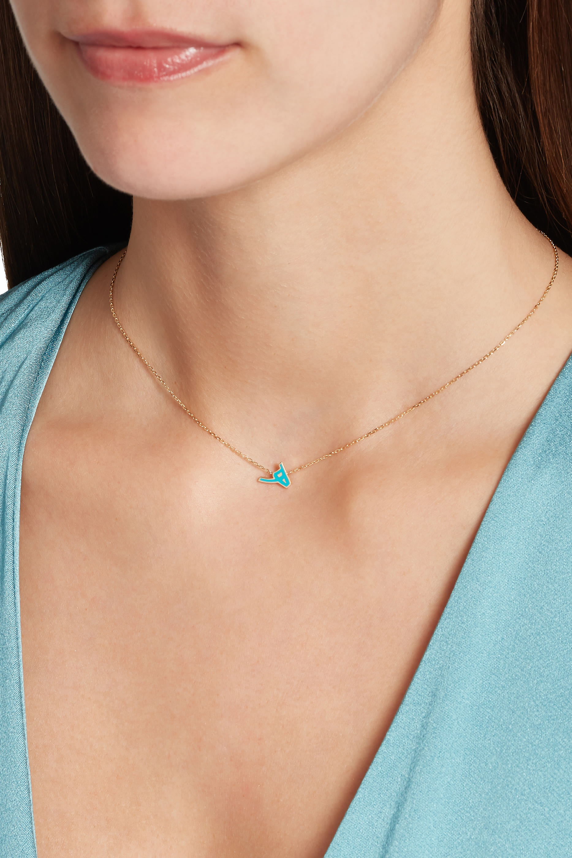 Turquoise Enamel H Necklace