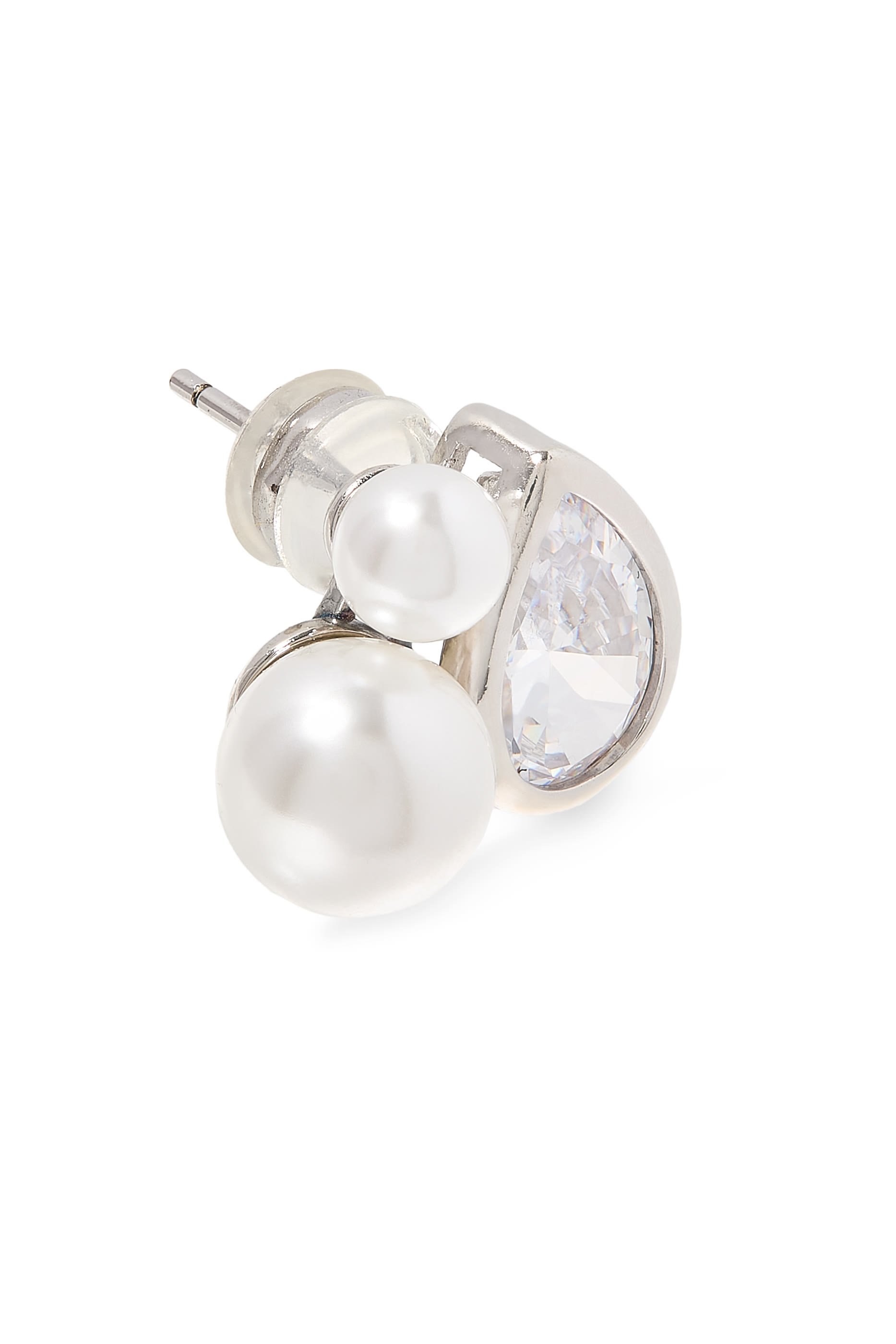 Faura Stud Earrings, 14k Vermeil with  Shell Pearl & Crystal Accents