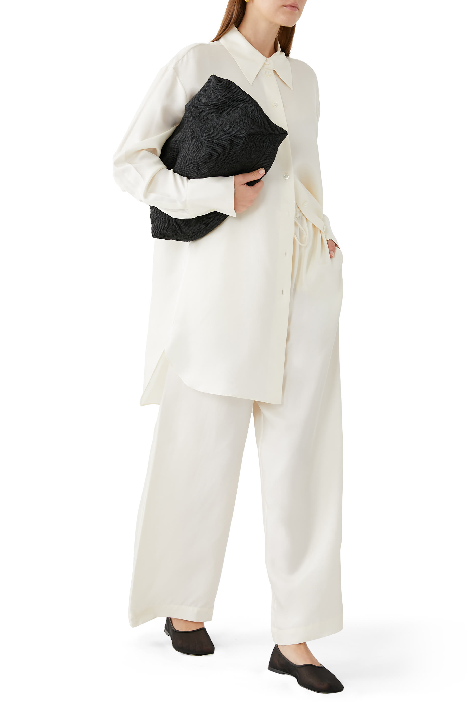 Wide-Leg Silk Trousers