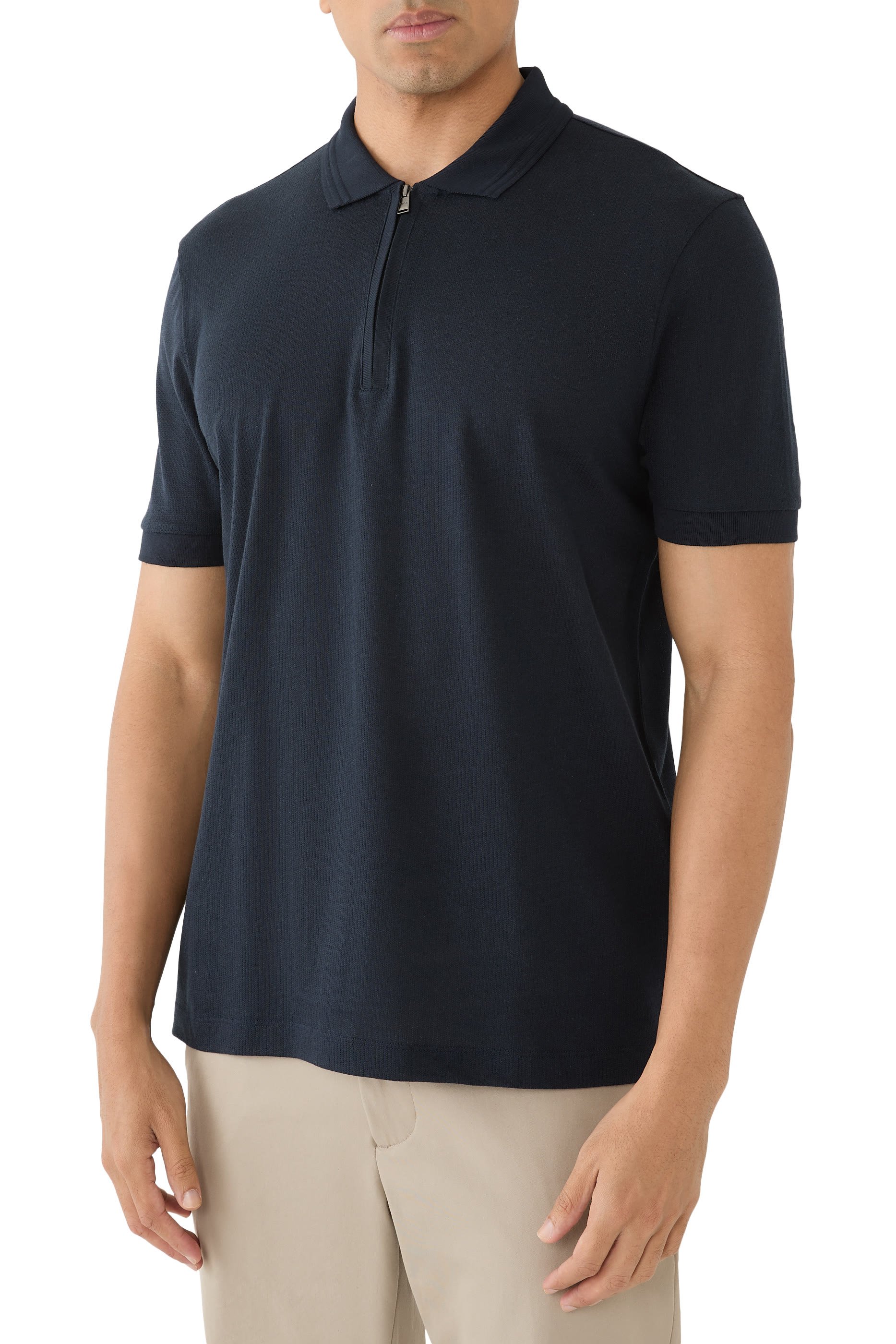 Zip Placket Polo Shirt