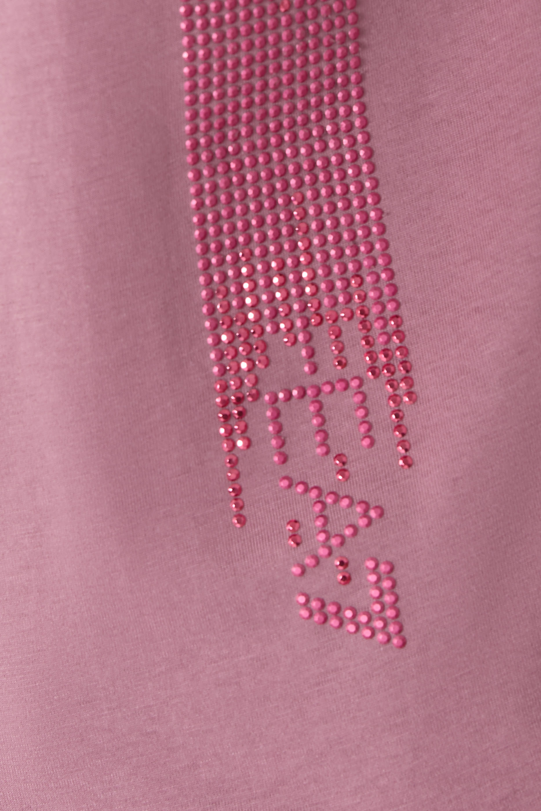 Rhinestone Embellished Logo Cotton T-Shirt