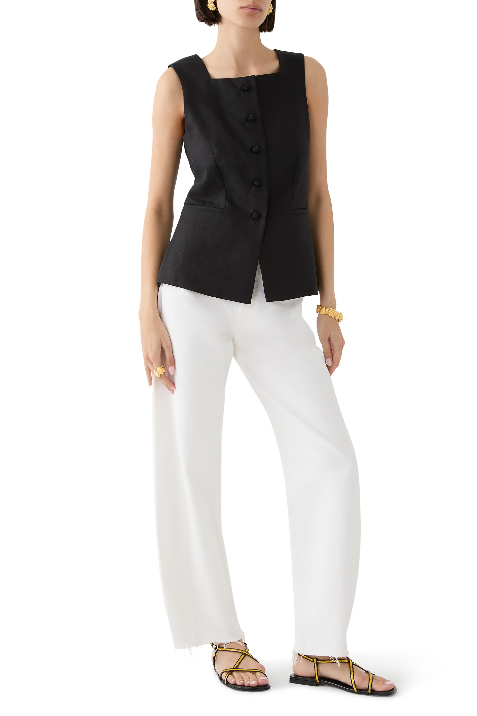 Metallic Leather Open Toe Sandals