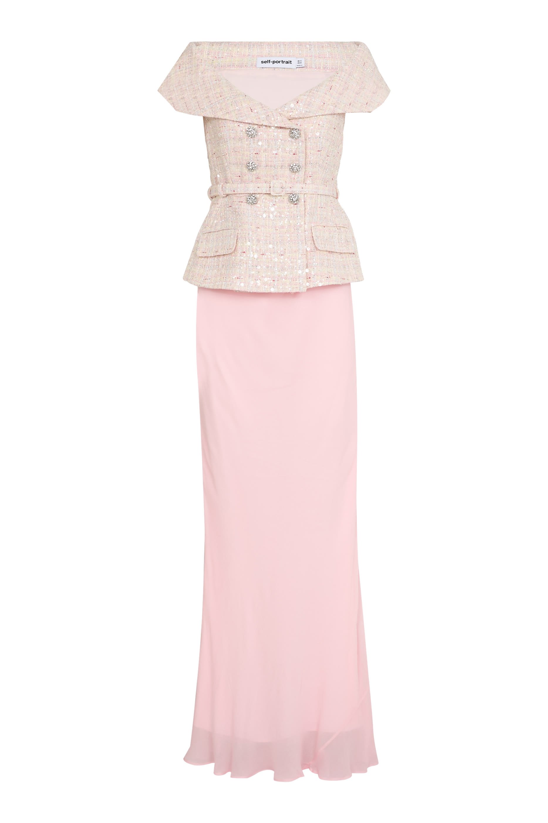 Sequin Boucl&eacute; Maxi Dress