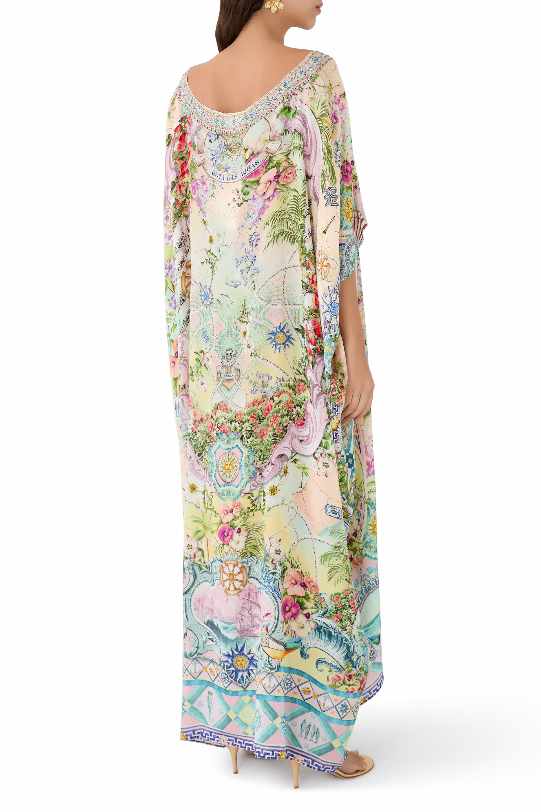 Round Neck Silk Maxi Kaftan