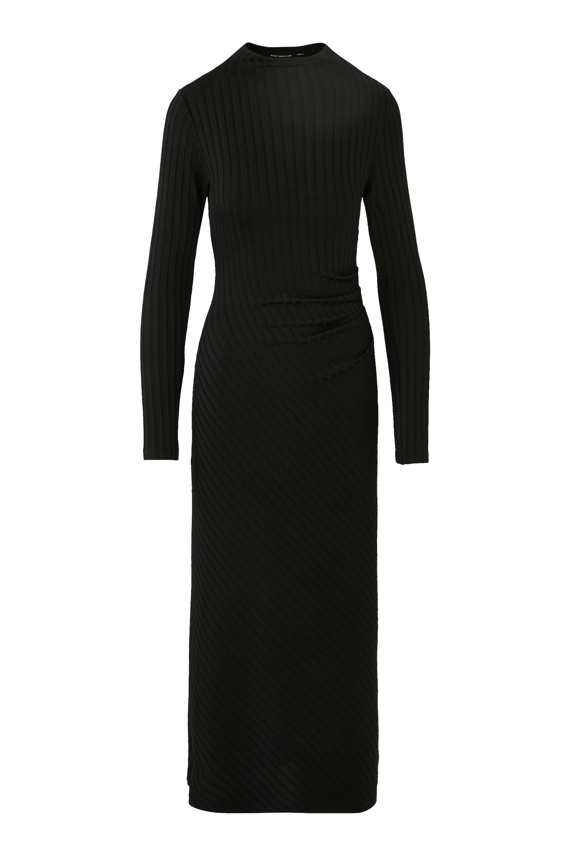 Rib Funnel Neck Midi Dress