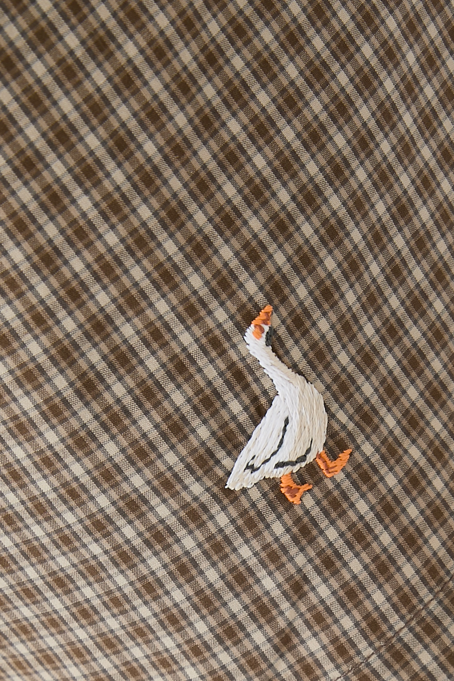 Goose Embroidered Striped Poplin Shorts