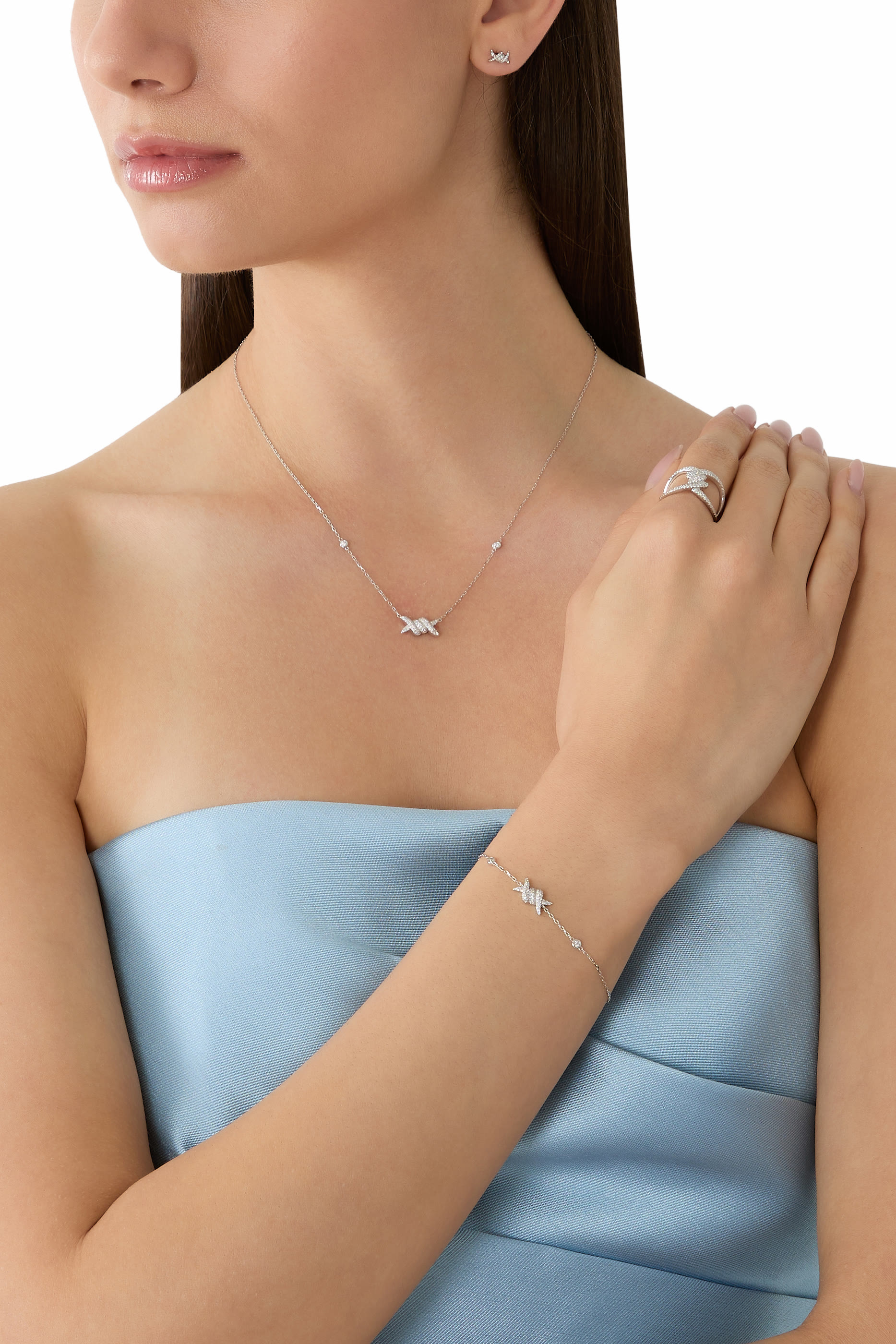  Barbel&eacute; Paved Bracelet, 18K White Gold & Diamonds