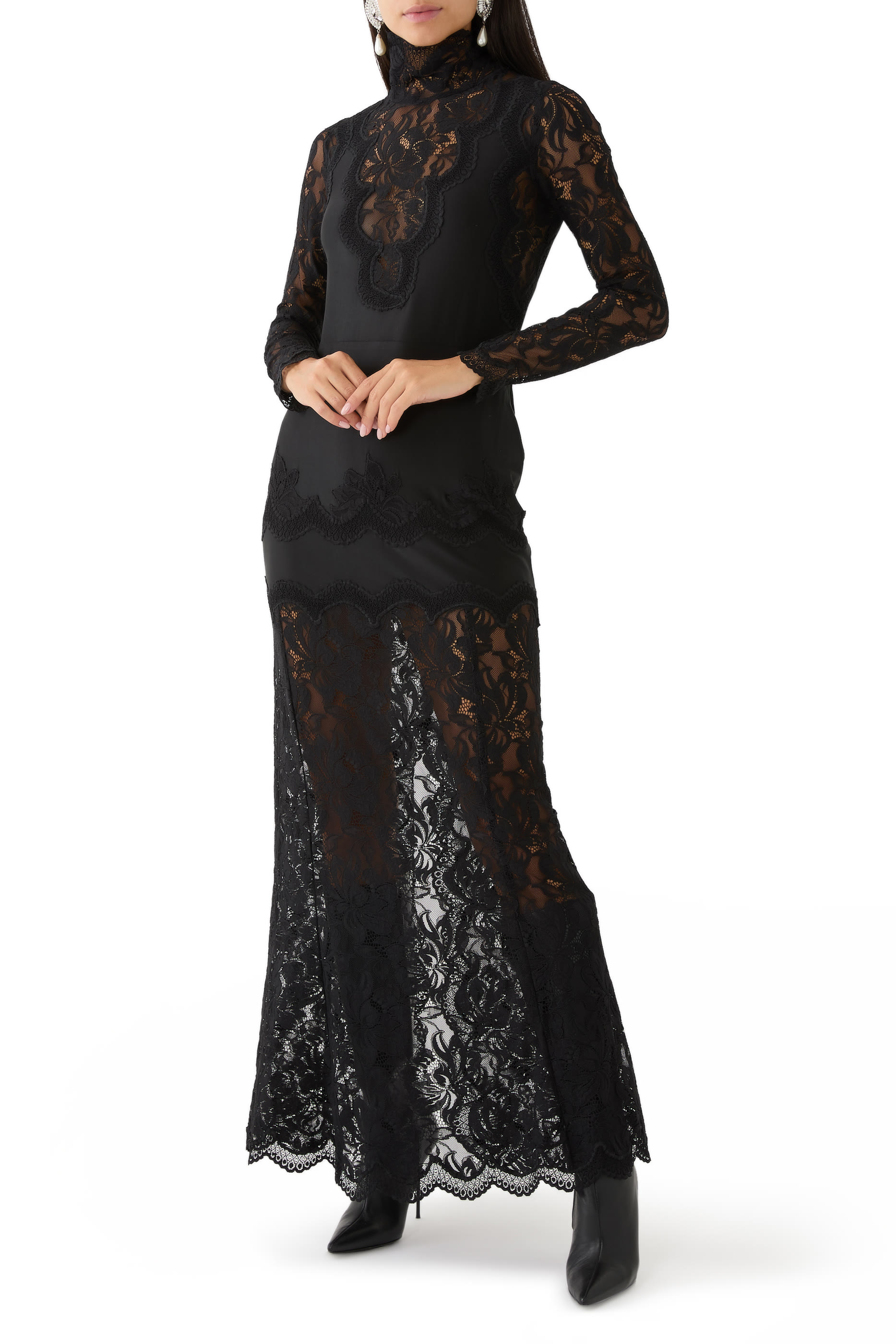 Lace-Trimmed Maxi Dress