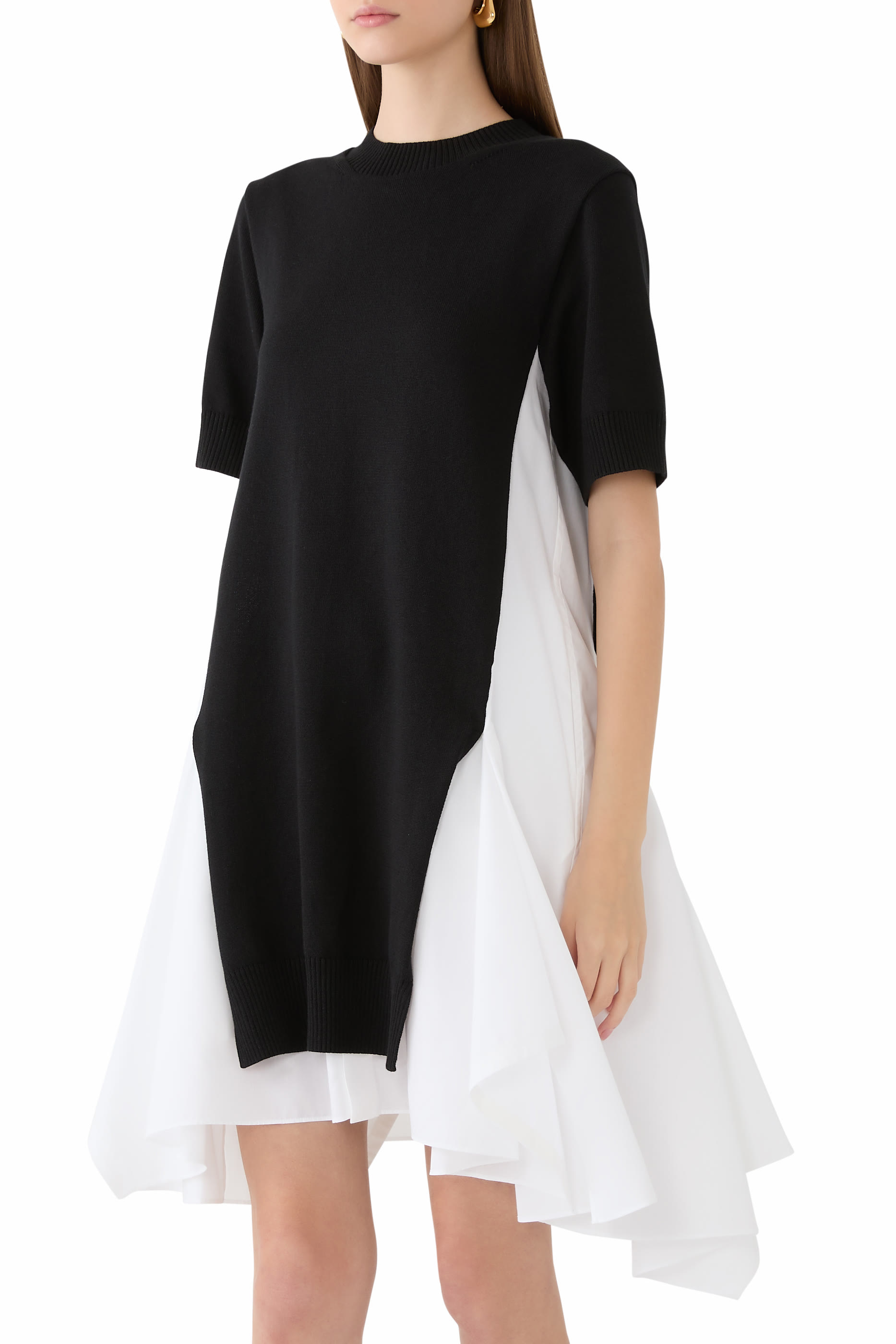 Cotton Poplin x Knit Dress