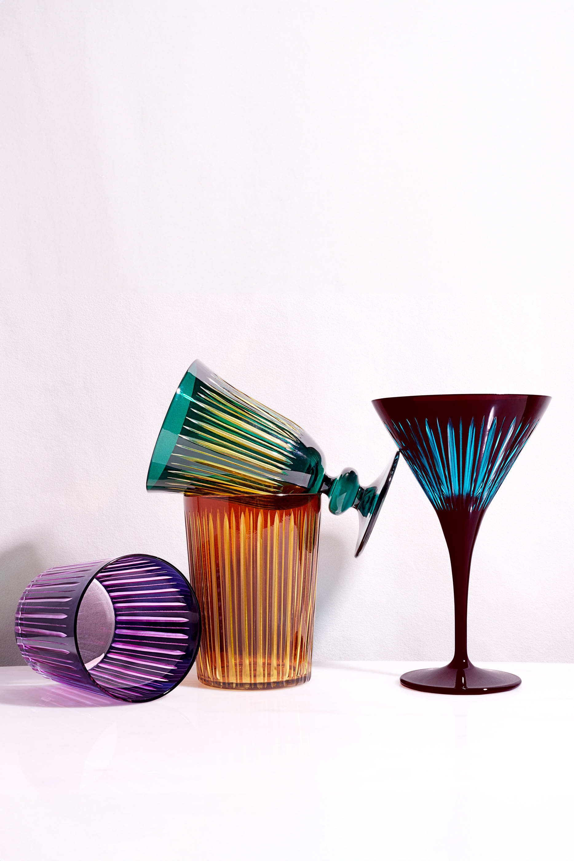 Prism Amber Double Old Fashioned Glass, Set of 4