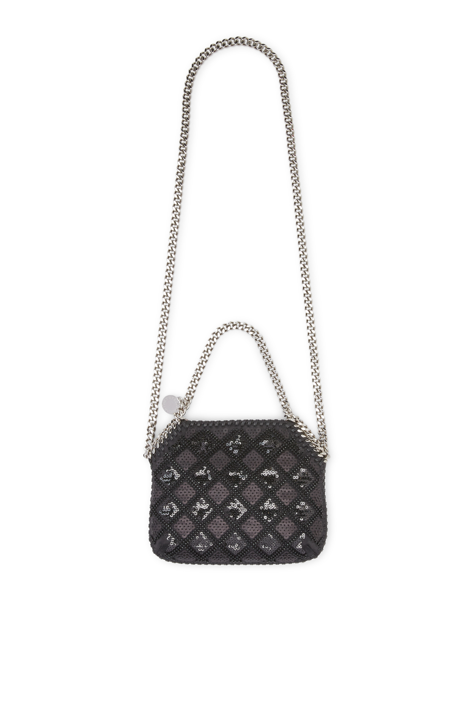 Falabella Checked Sequin Embroidery Evening Tote Bag
