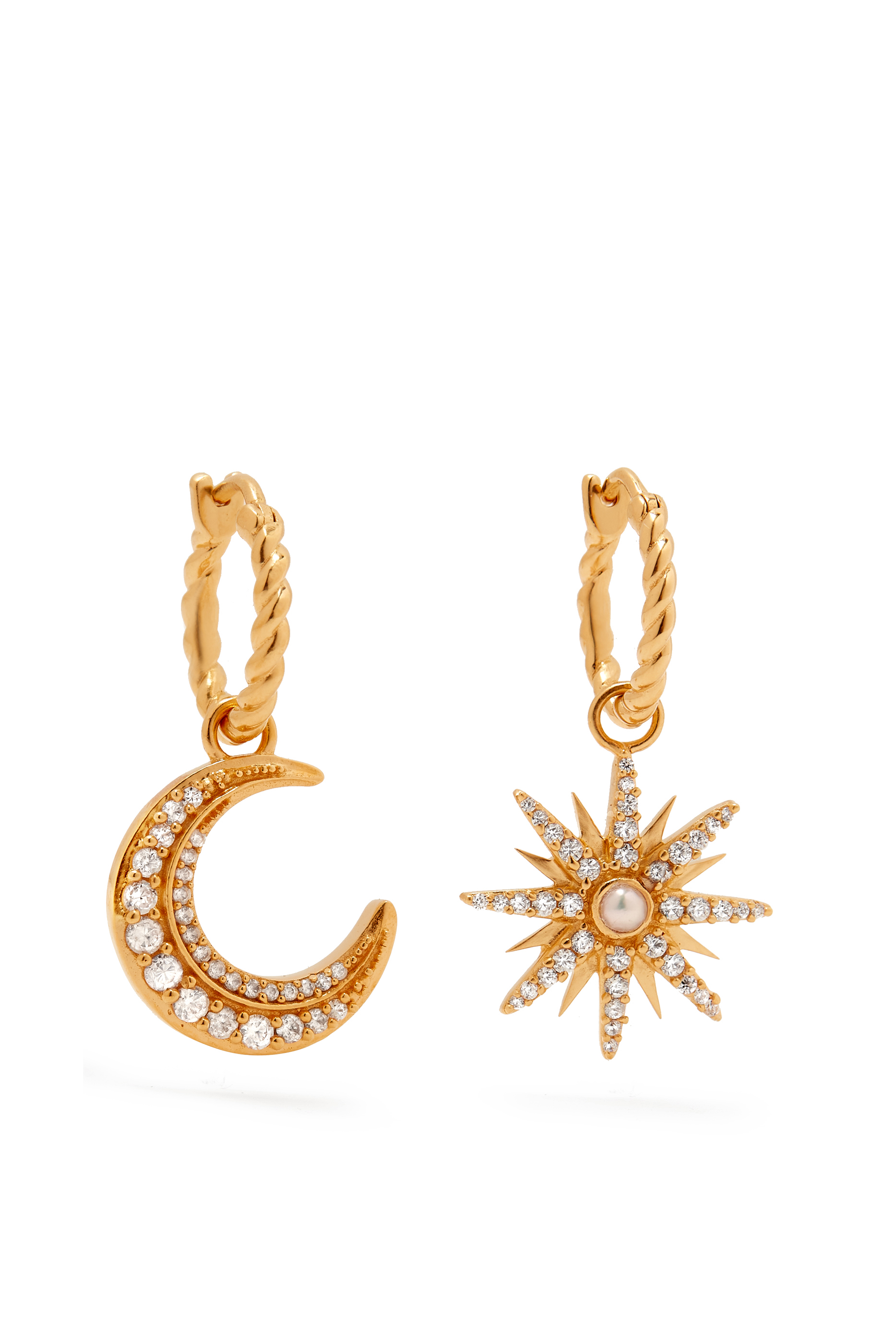 Buy Missoma Harris Reed Moon And Star Earrings, 18k Yellow Gold-Plated ...